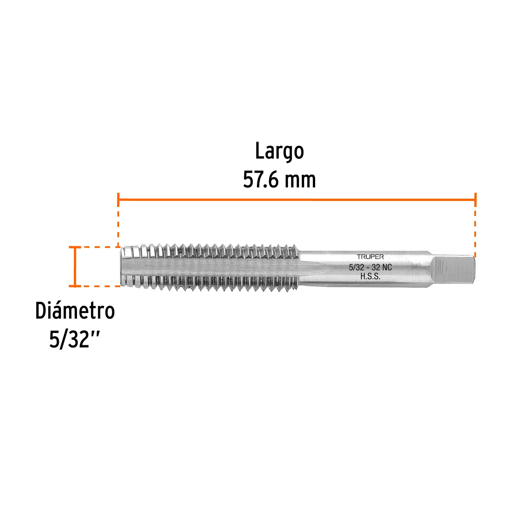 Machuelo semicónico 5/32" x 32 cuerda gruesa, TRUPER