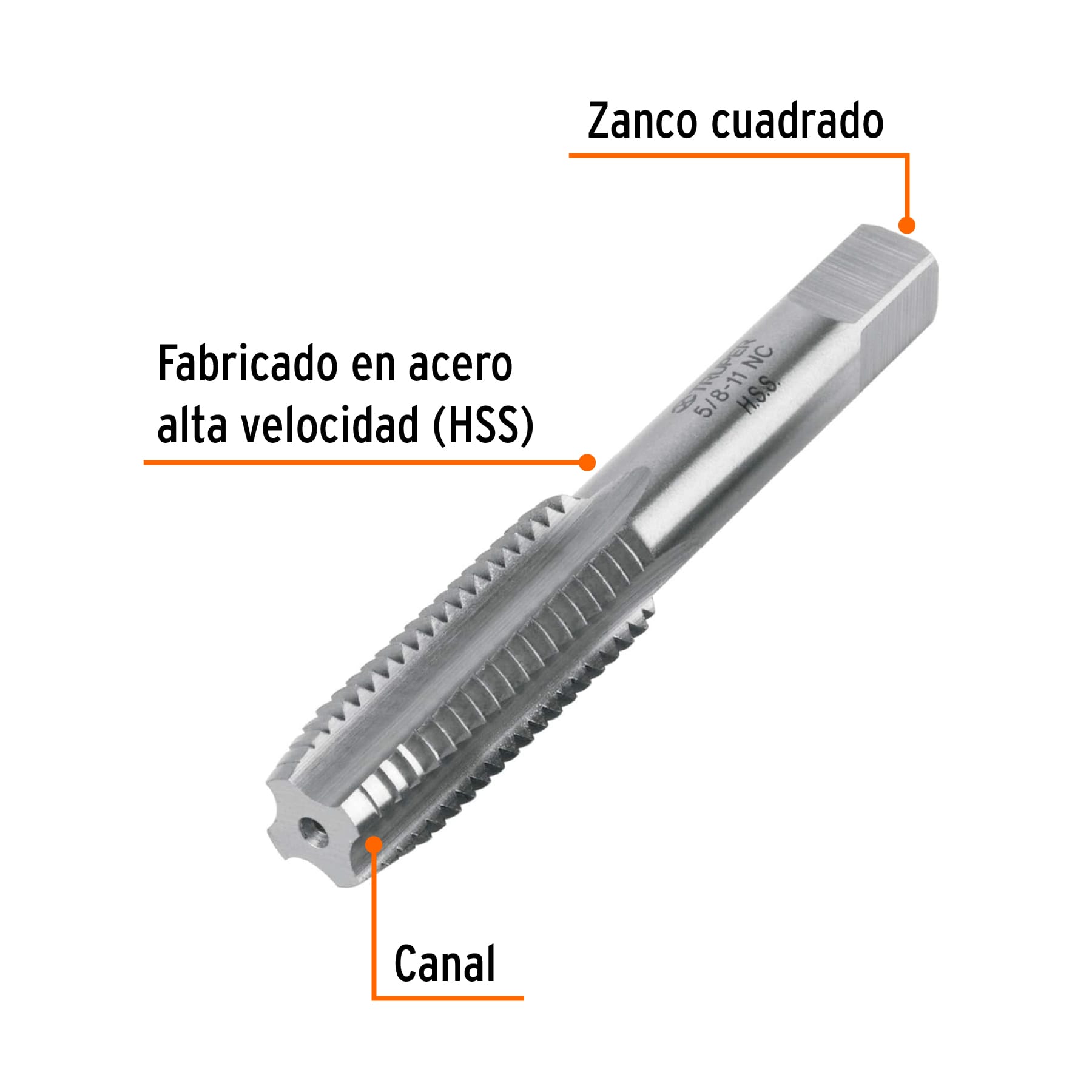Machuelo semicónico 5/8"x11 UNC, estuche individual, TRUPER
