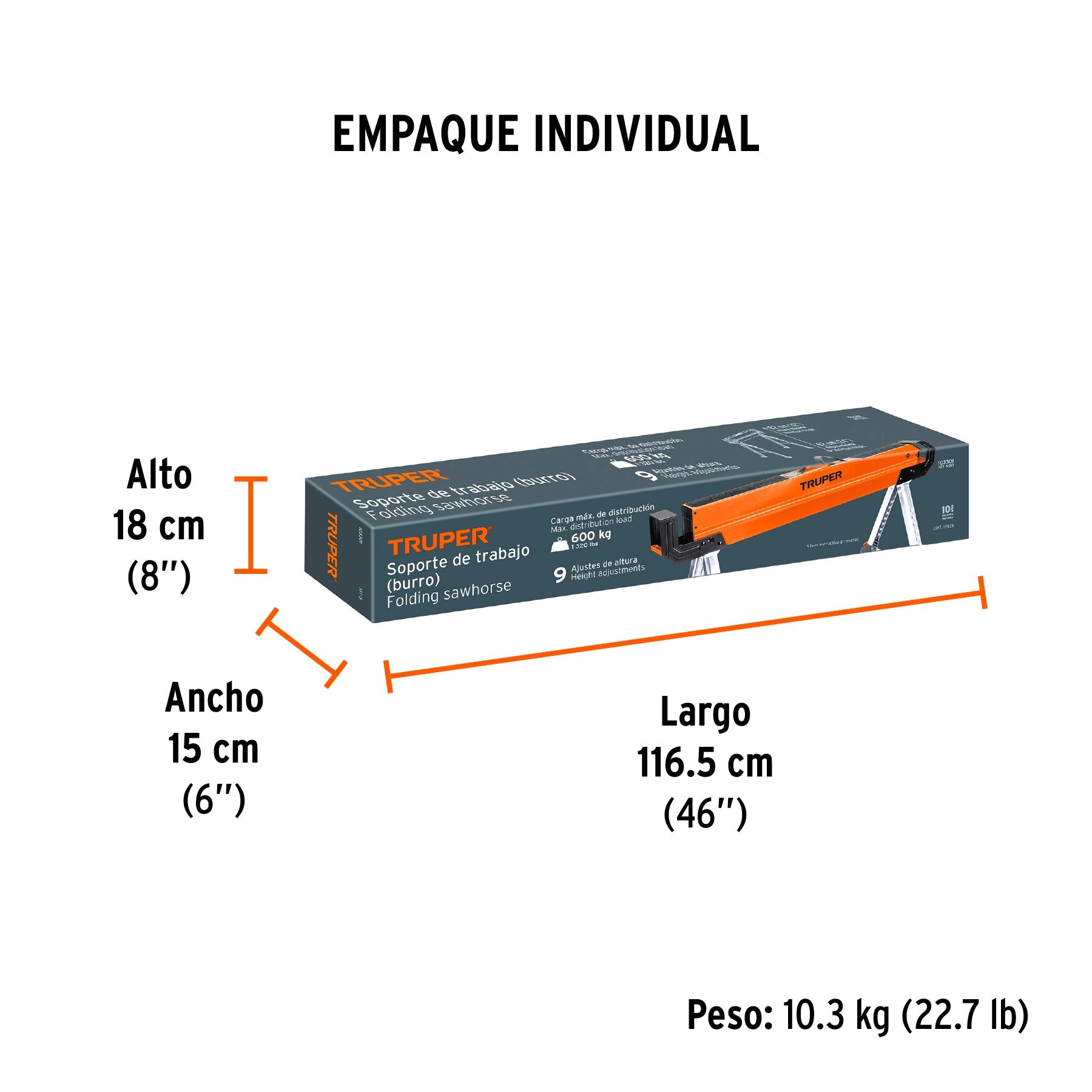 Burro/Mesa de trabajo, multiusos, TRUPER - Empaque