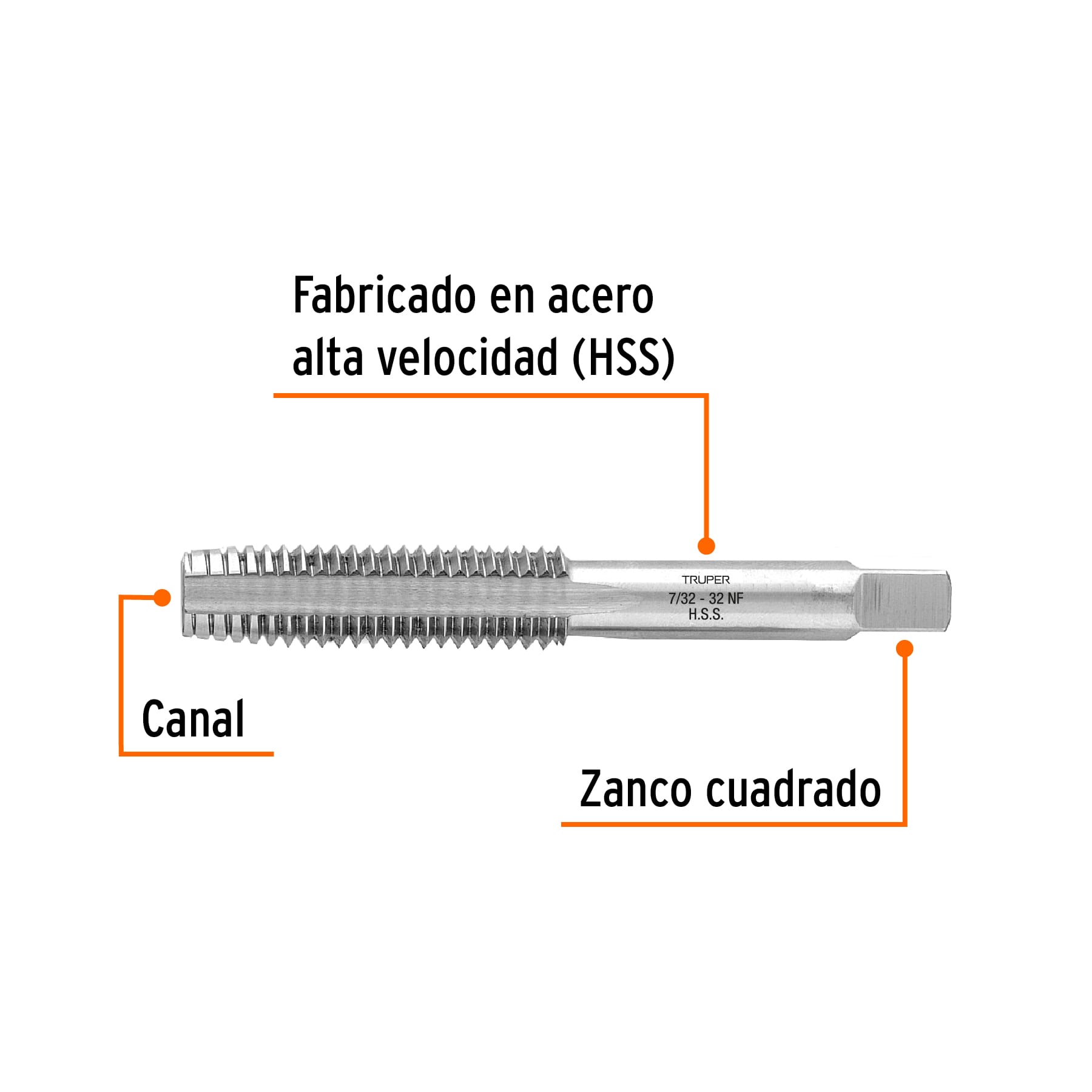 Machuelo semicónico 7/32" x 32, cuerda fina, TRUPER
