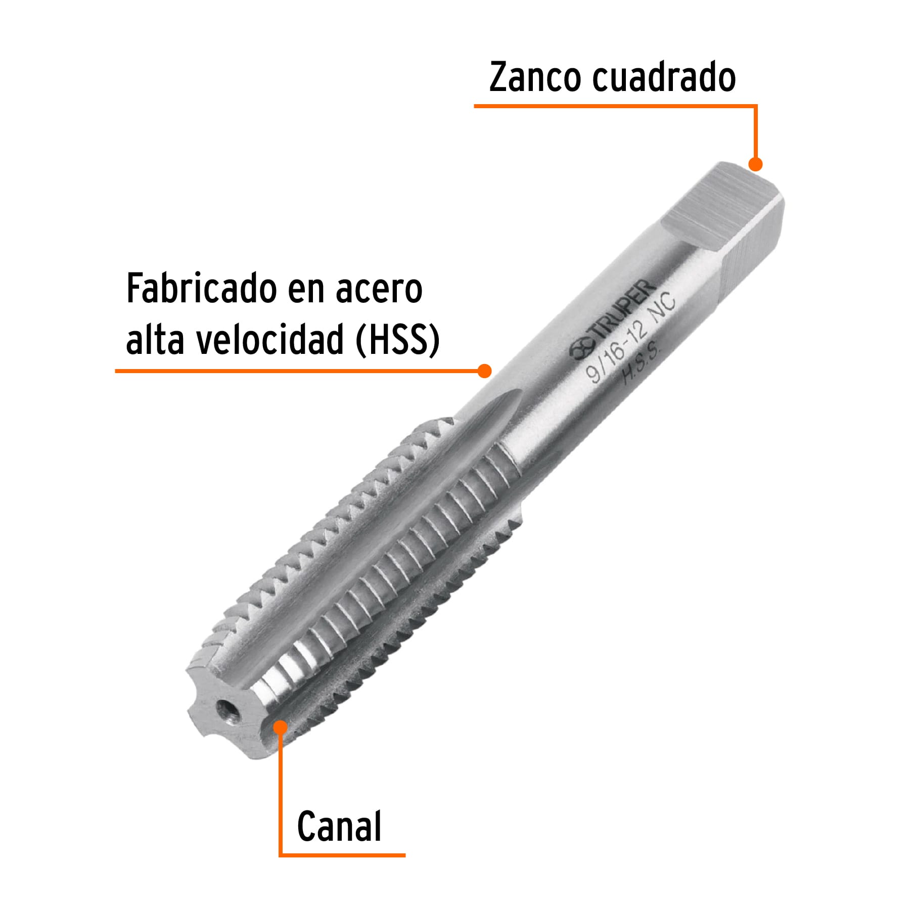 Machuelo semicónico 9/16"x12 UNC, estuche individual, TRUPER