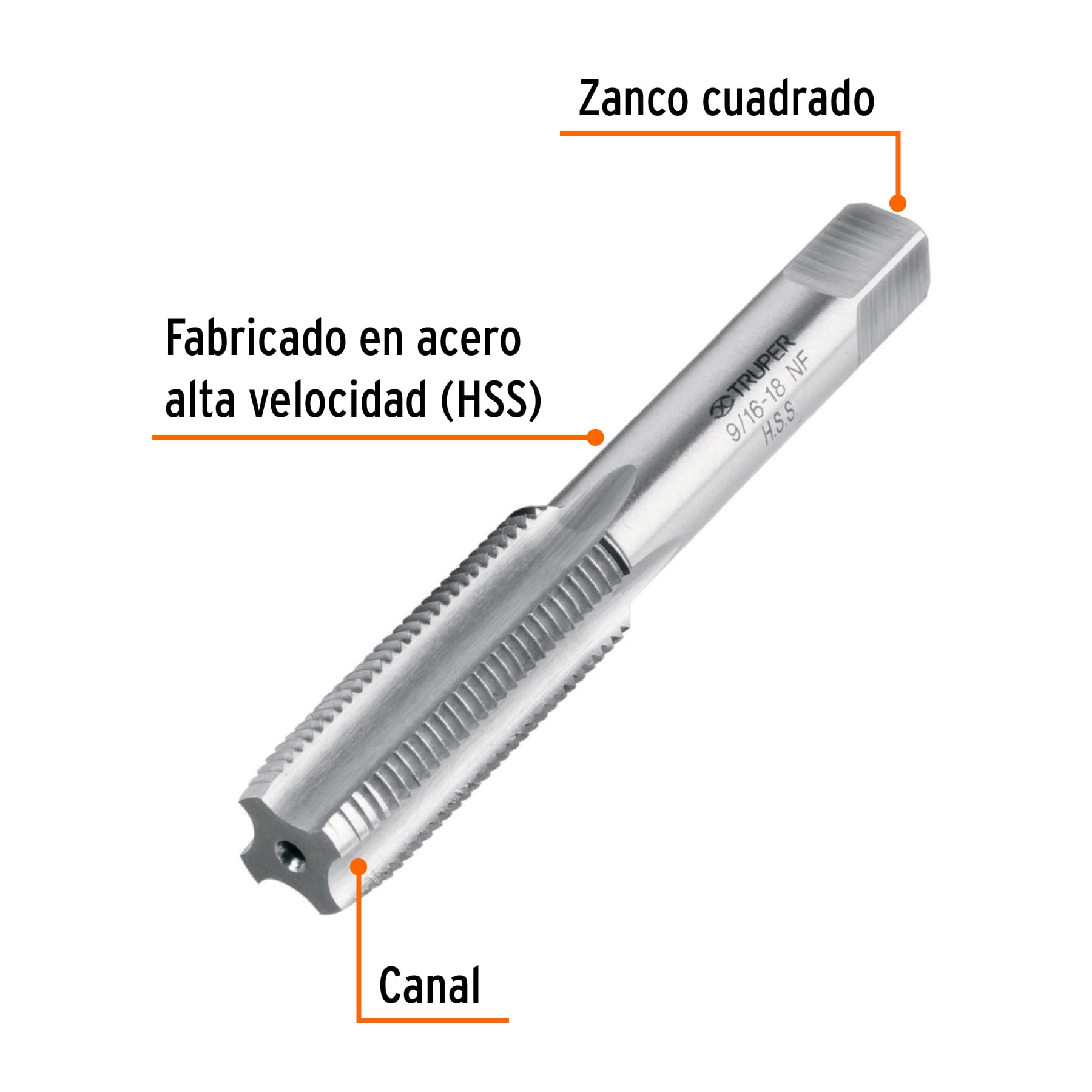 Machuelo semicónico 9/16"x18 UNF, estuche individual, TRUPER