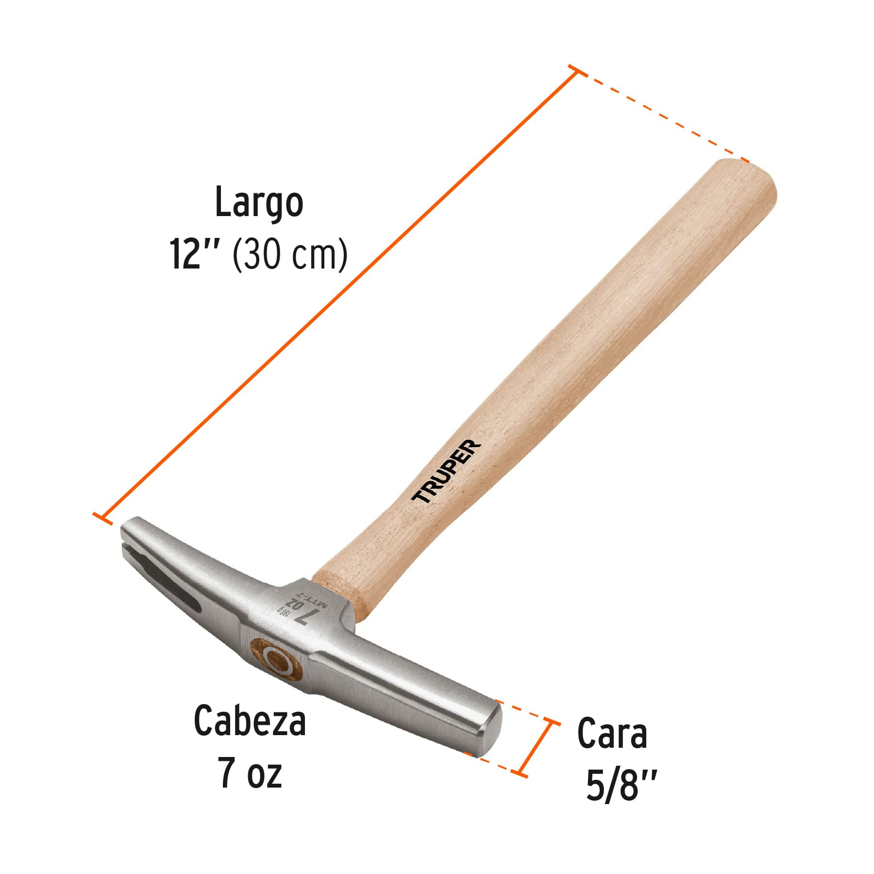 Martillo 7 oz tapicero, mango 12", TRUPER
