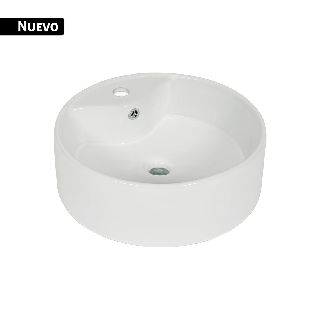 Lavabo de porcelana de sobreponer redondo, blanco, FOSET