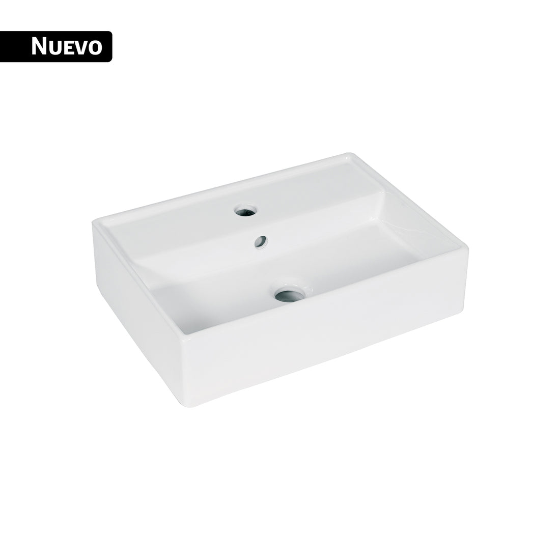 Lavabo de porcelana de sobreponer rectangular, blanco, FOSET