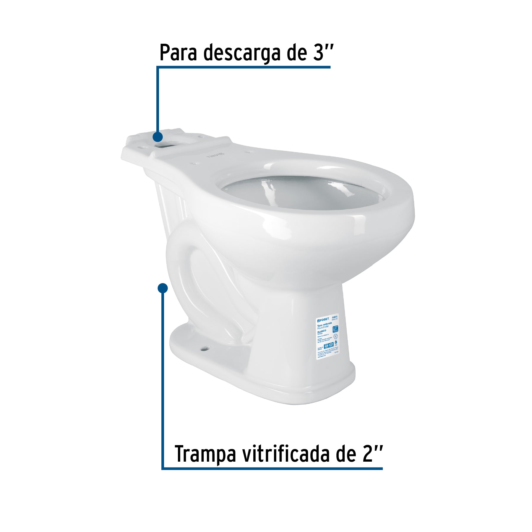 Taza redonda de porcelana, blanco, FOSET