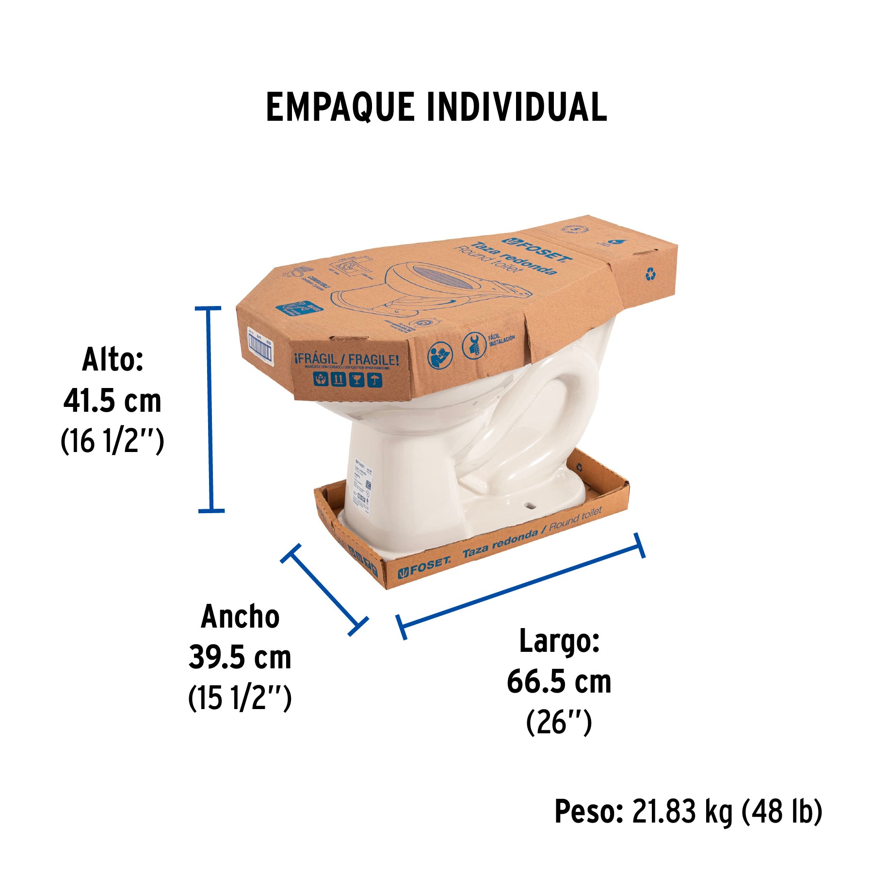 Taza redonda de porcelana, marfil, FOSET - Empaque