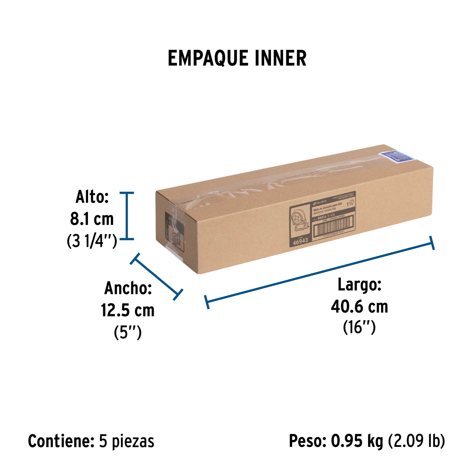 Mufa con abrazadera para tubo 1-1/4", VOLTECK - Empaque