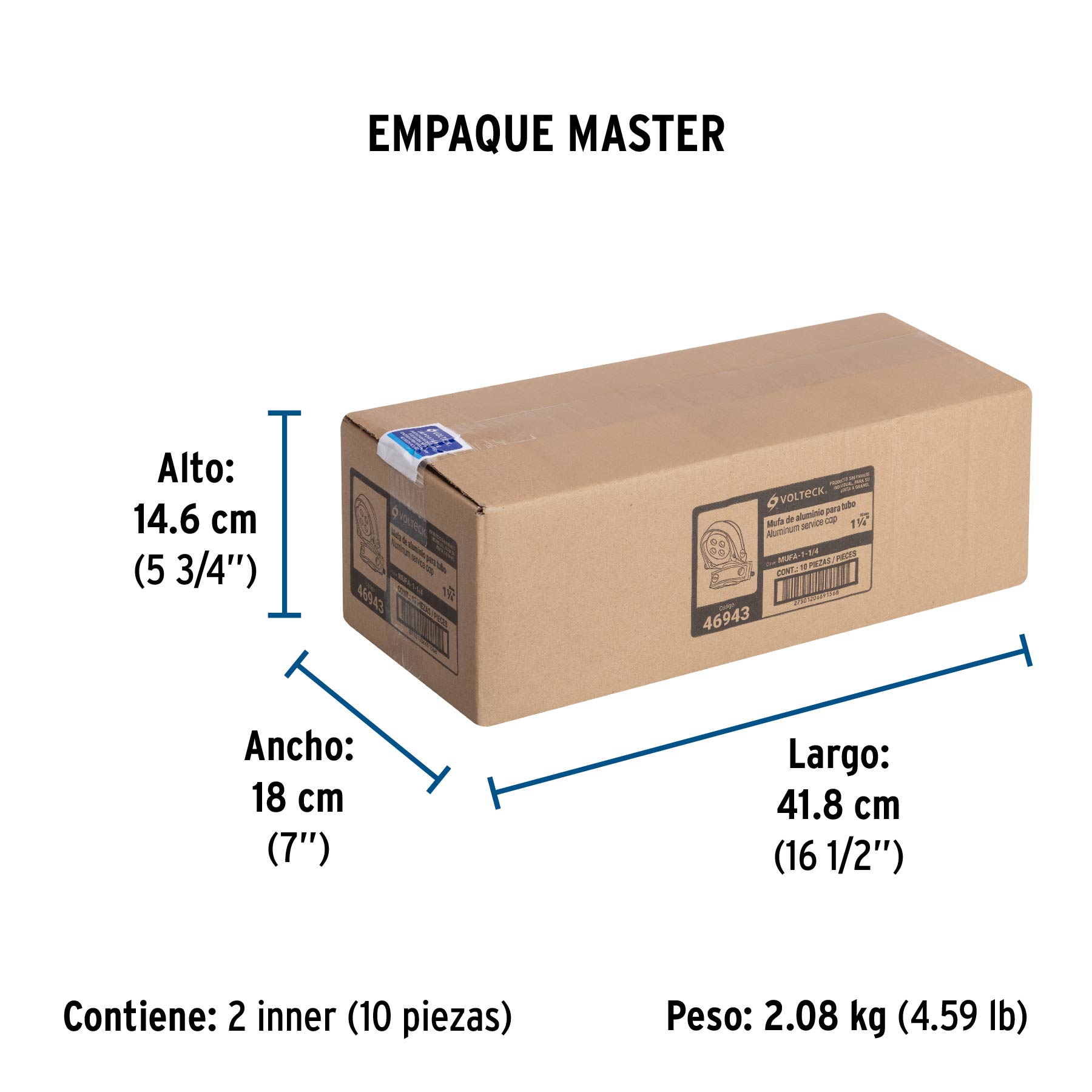 Mufa con abrazadera para tubo 1-1/4", VOLTECK - Empaque