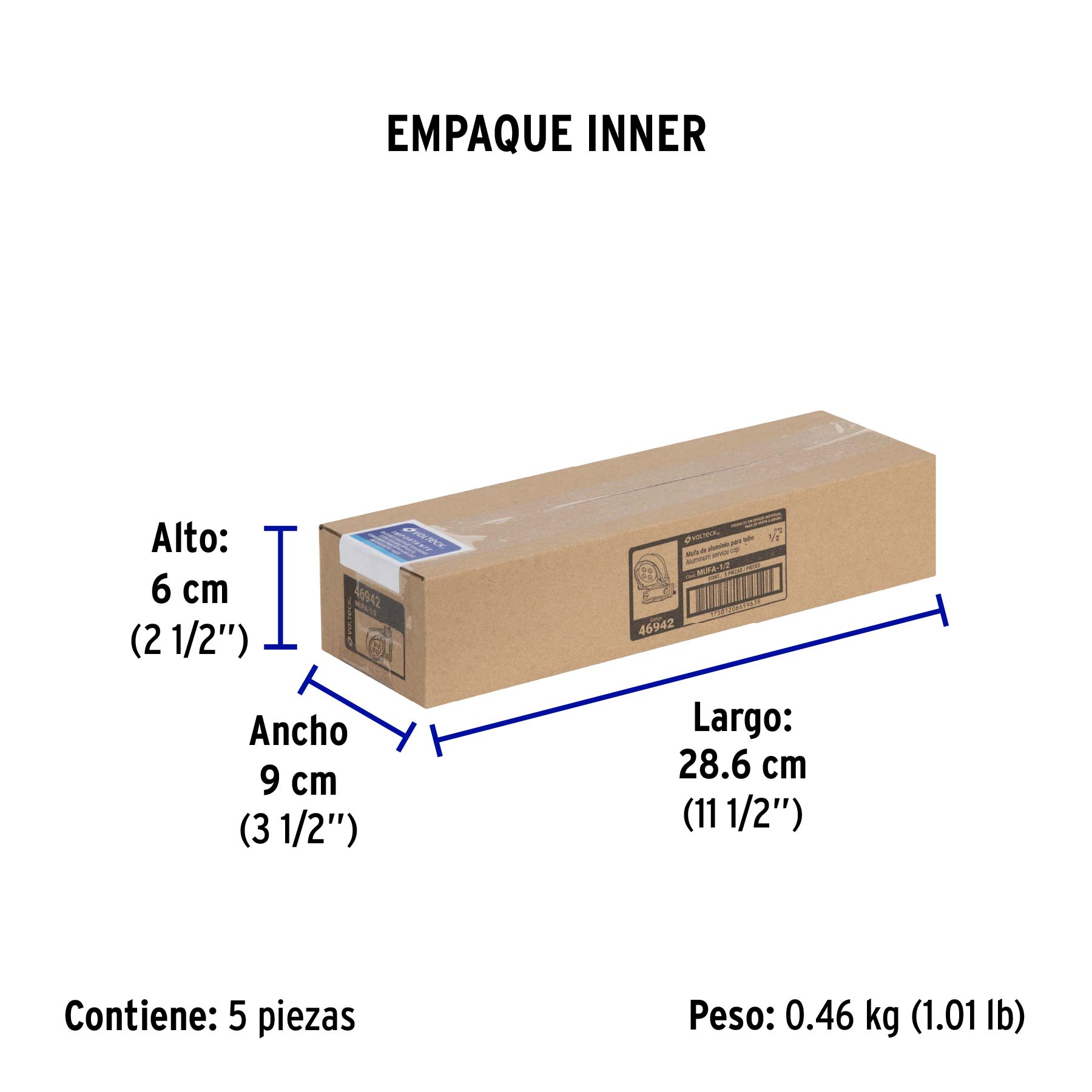 Mufa con abrazadera para tubo 1/2", VOLTECK - Empaque