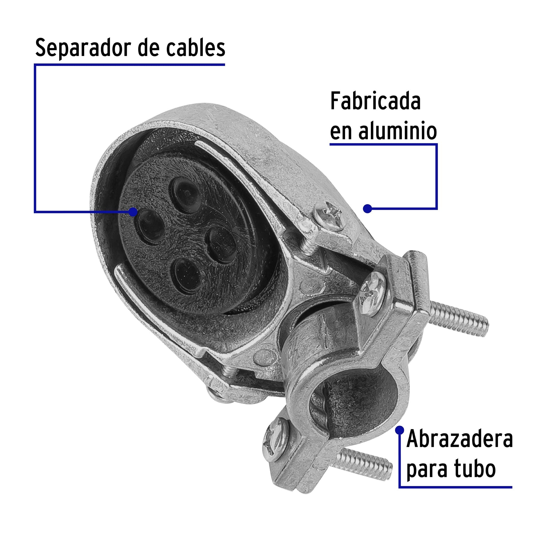 Mufa con abrazadera para tubo 1/2", VOLTECK