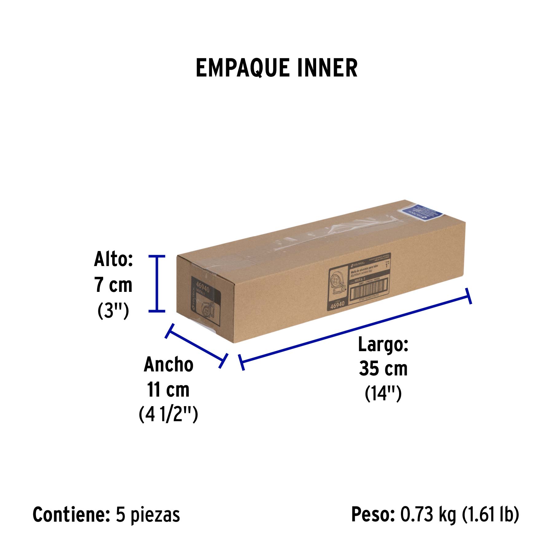 Mufa con abrazadera para tubo 1", VOLTECK - Empaque