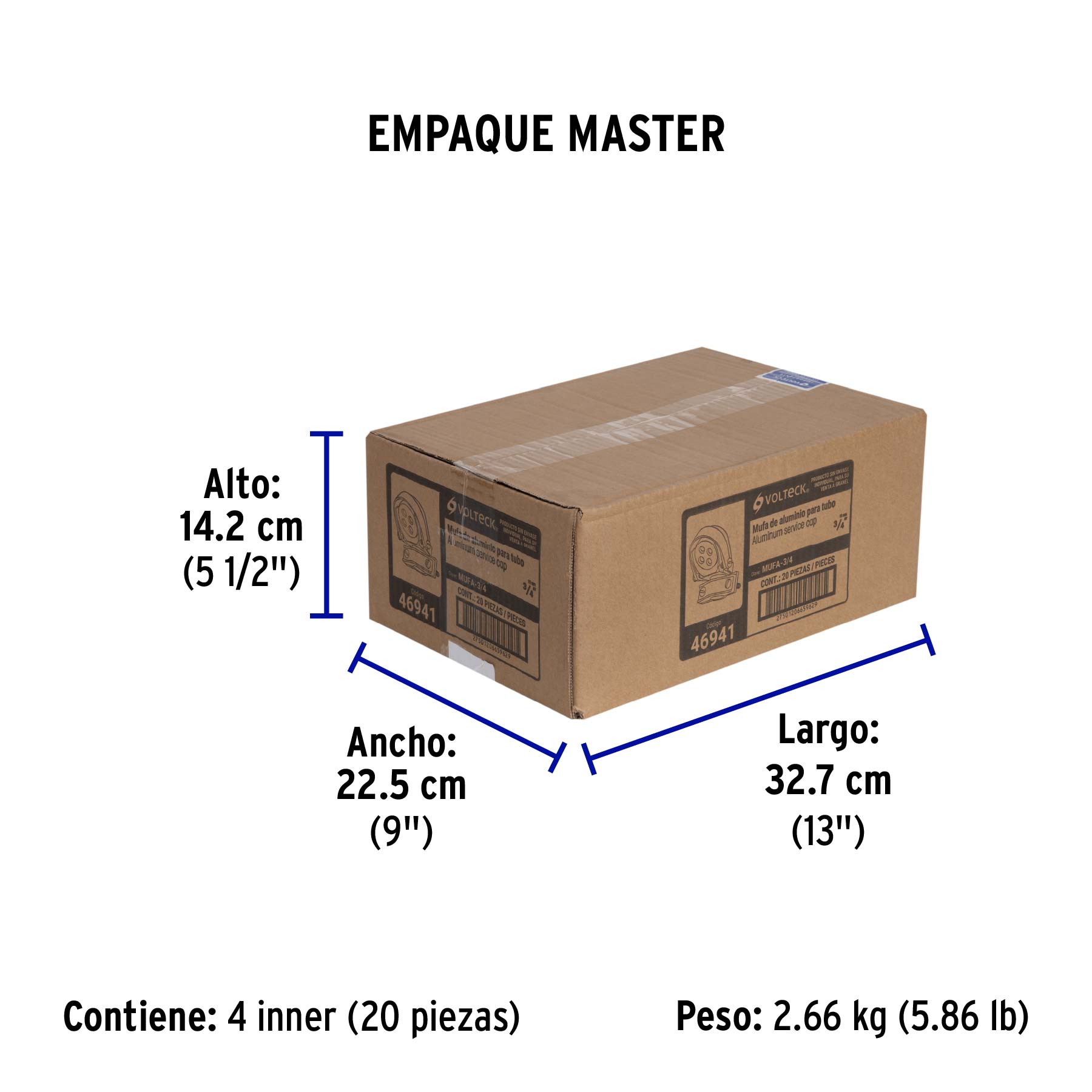 Mufa con abrazadera para tubo 3/4", VOLTECK - Empaque