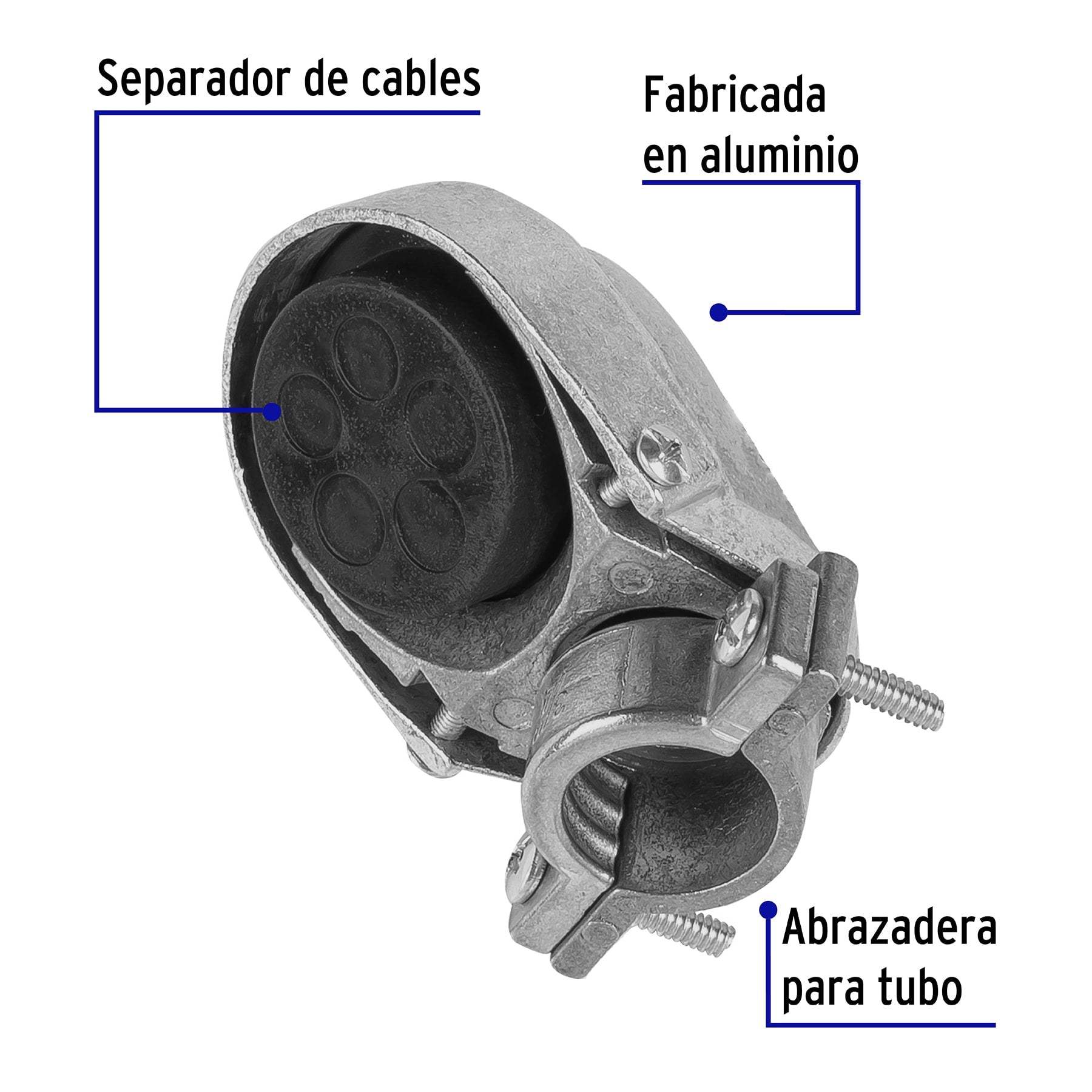 Mufa con abrazadera para tubo 3/4", VOLTECK