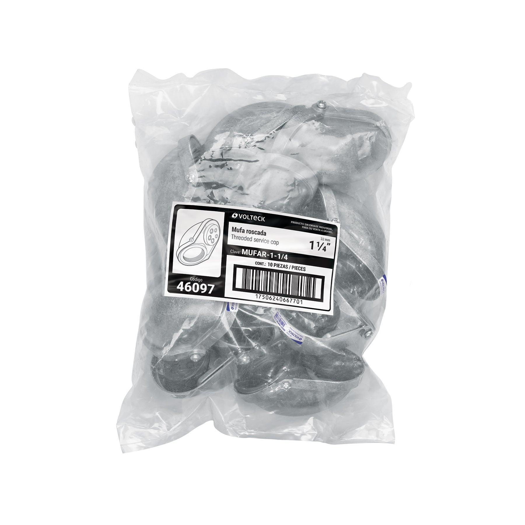 Mufa roscada 1-1/4" para tubo, VOLTECK