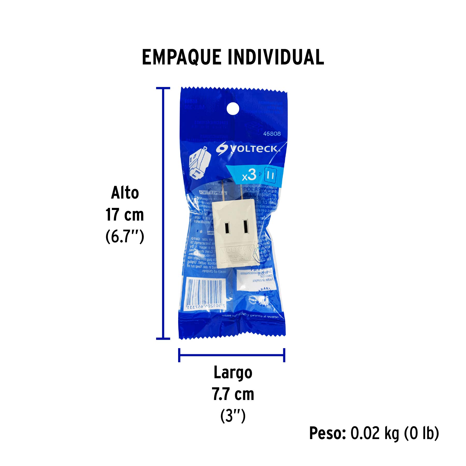 Multicontacto triple, tipo cubo, VOLTECK - Empaque
