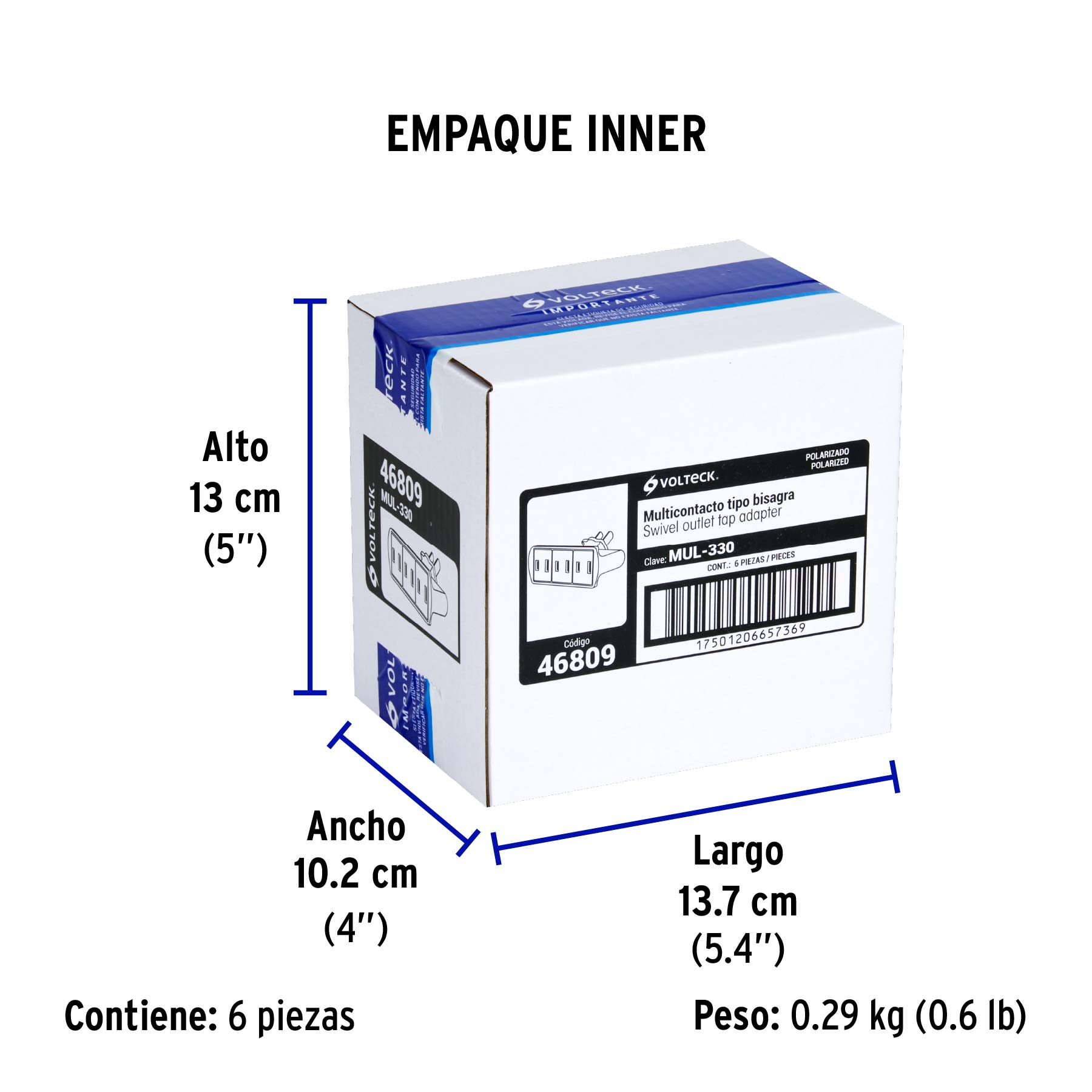 Multicontacto triple, tipo bisagra VOLTECK - Empaque