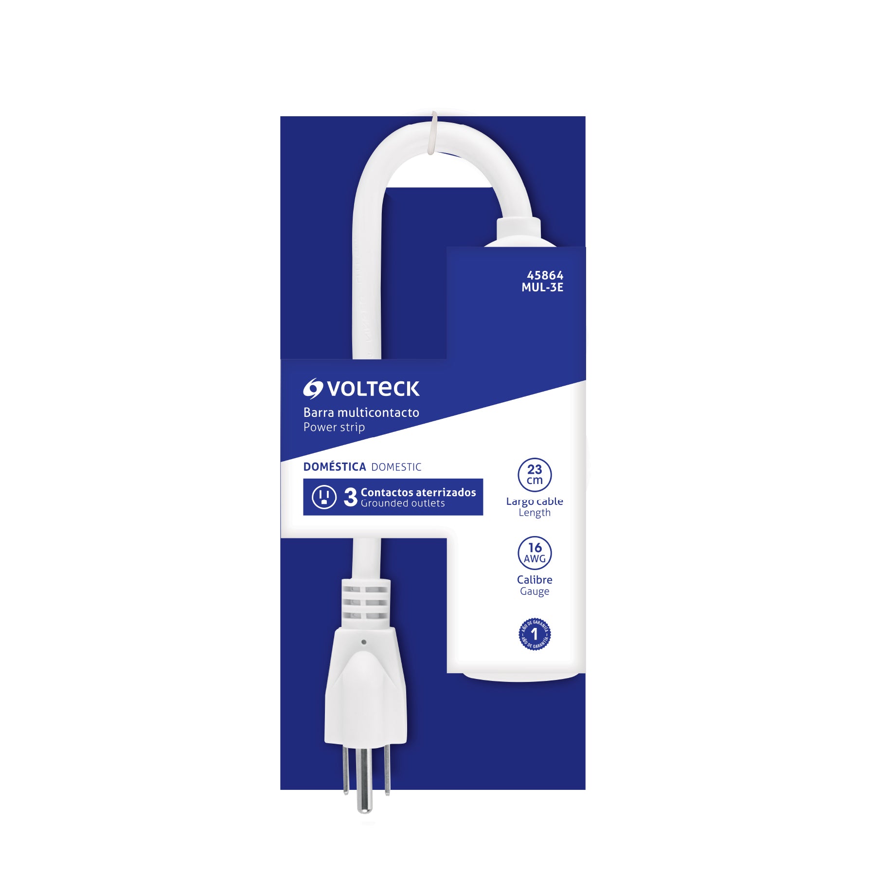 Multicontacto doméstico 3 entradas, VOLTECK