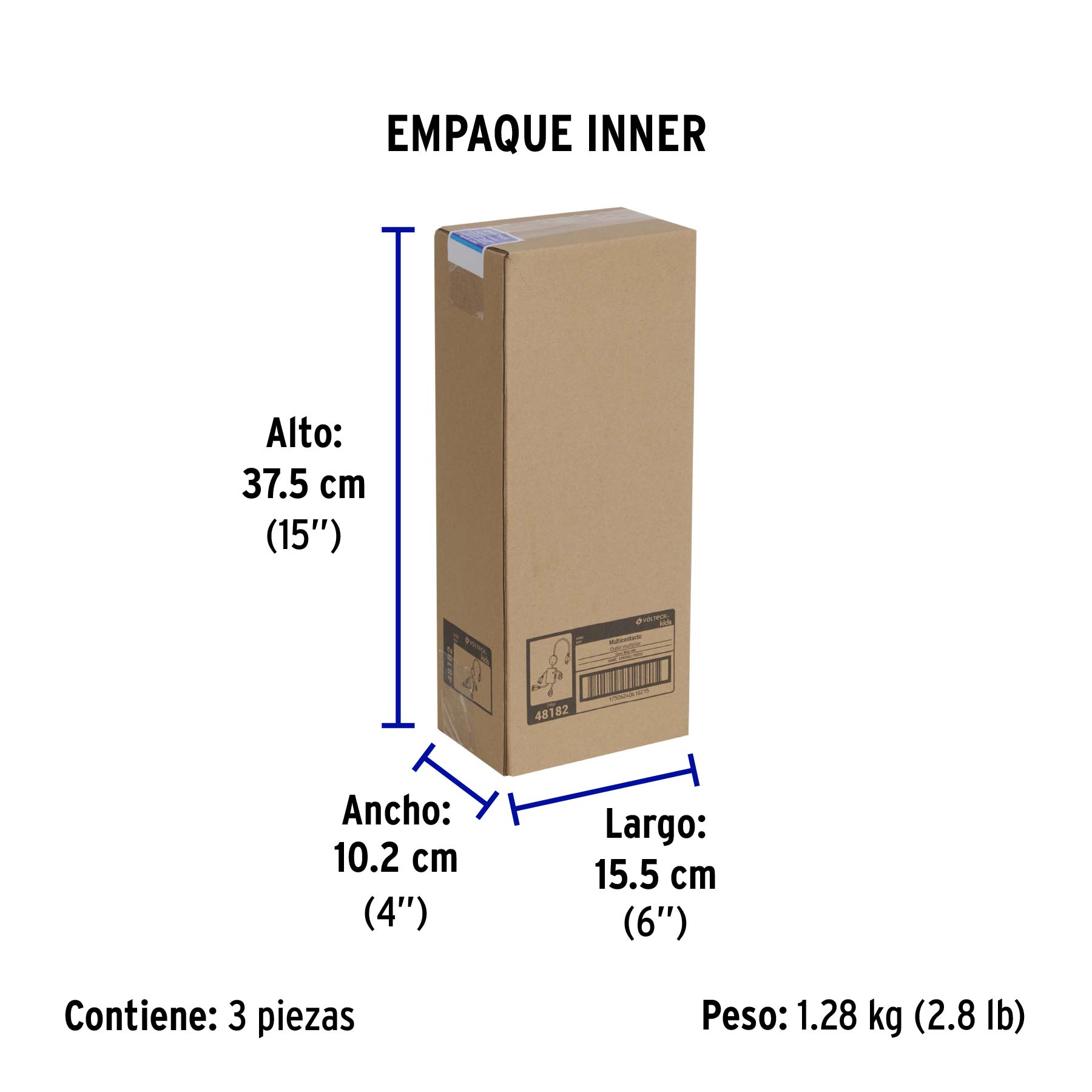 Multicontacto 16 AWG figura de niño con 4 entradas, VOLTECK - Empaque