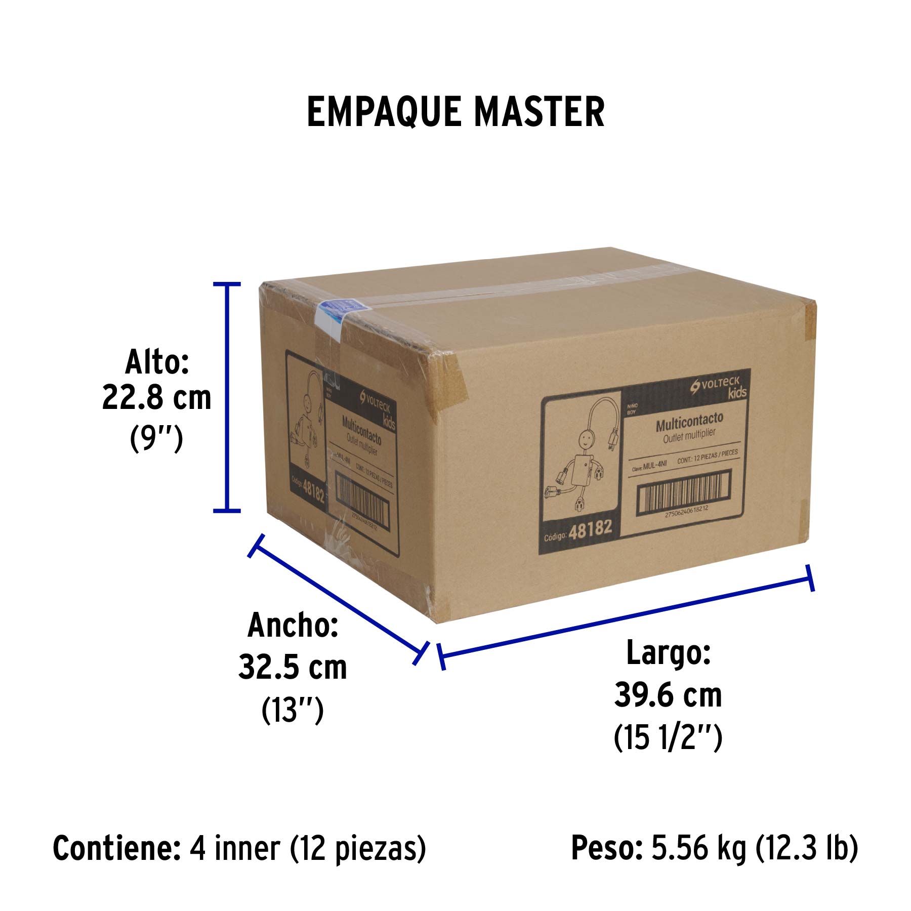 Multicontacto 16 AWG figura de niño con 4 entradas, VOLTECK - Empaque