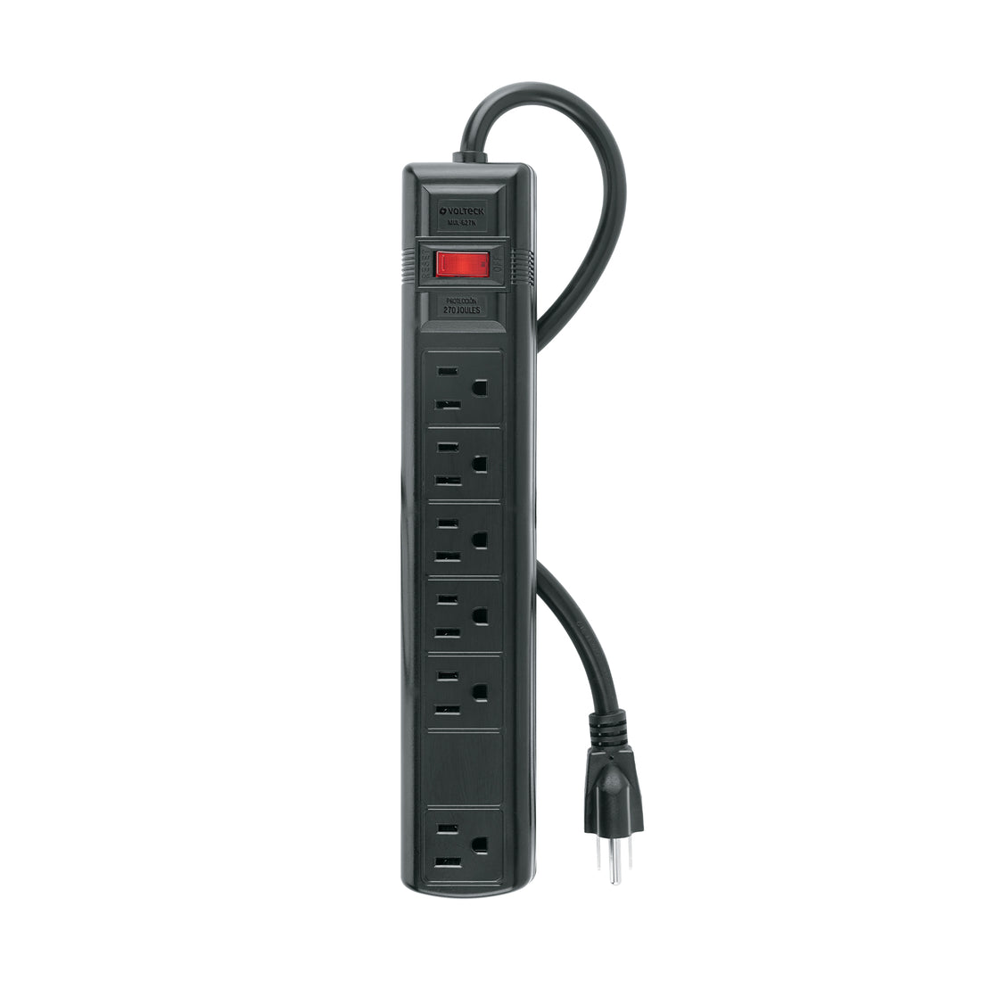 Multicontacto uso rudo 6 entradas sup. de picos 270 J, negro
