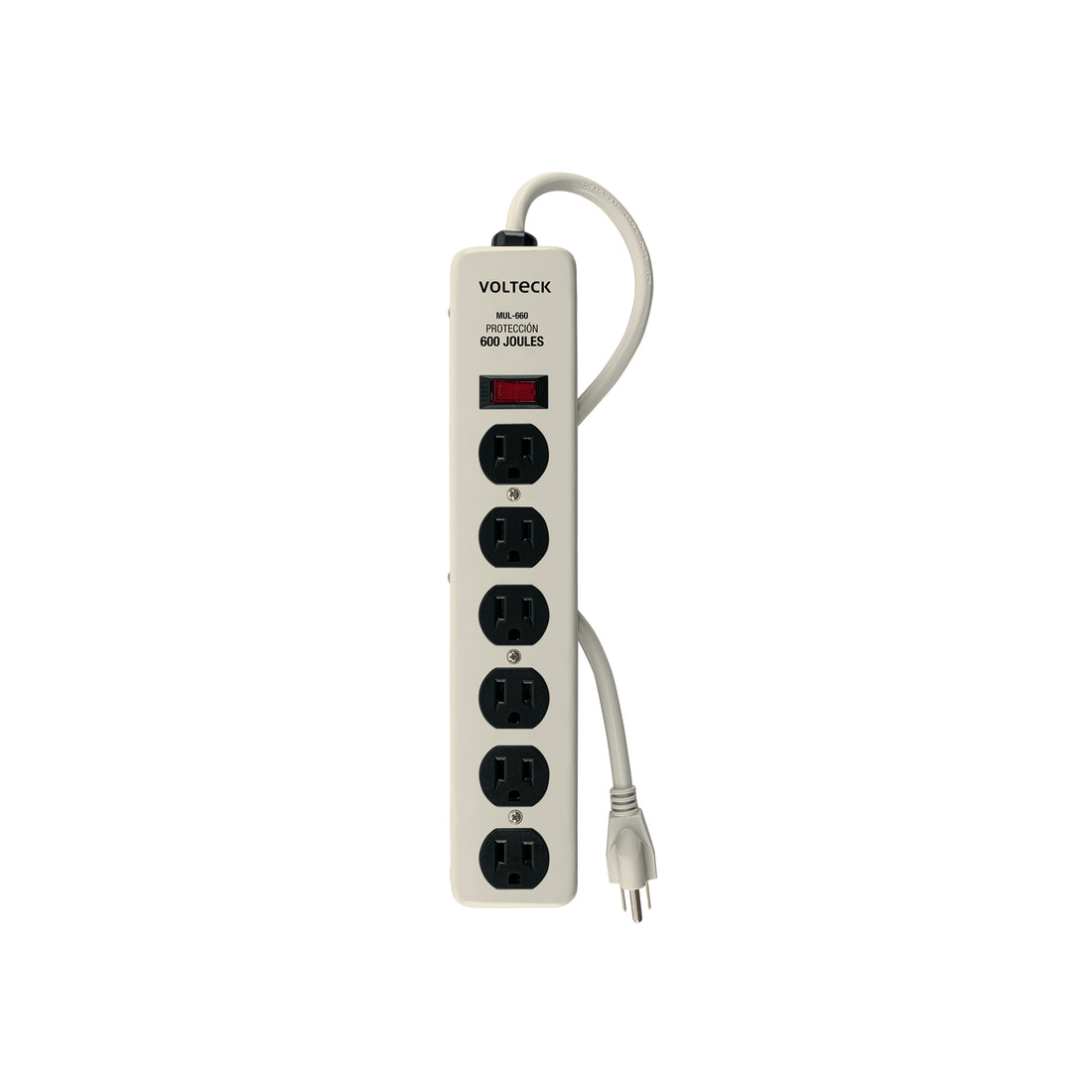 Multicontacto 14 AWG 6 entradas supresor de picos 600 joules