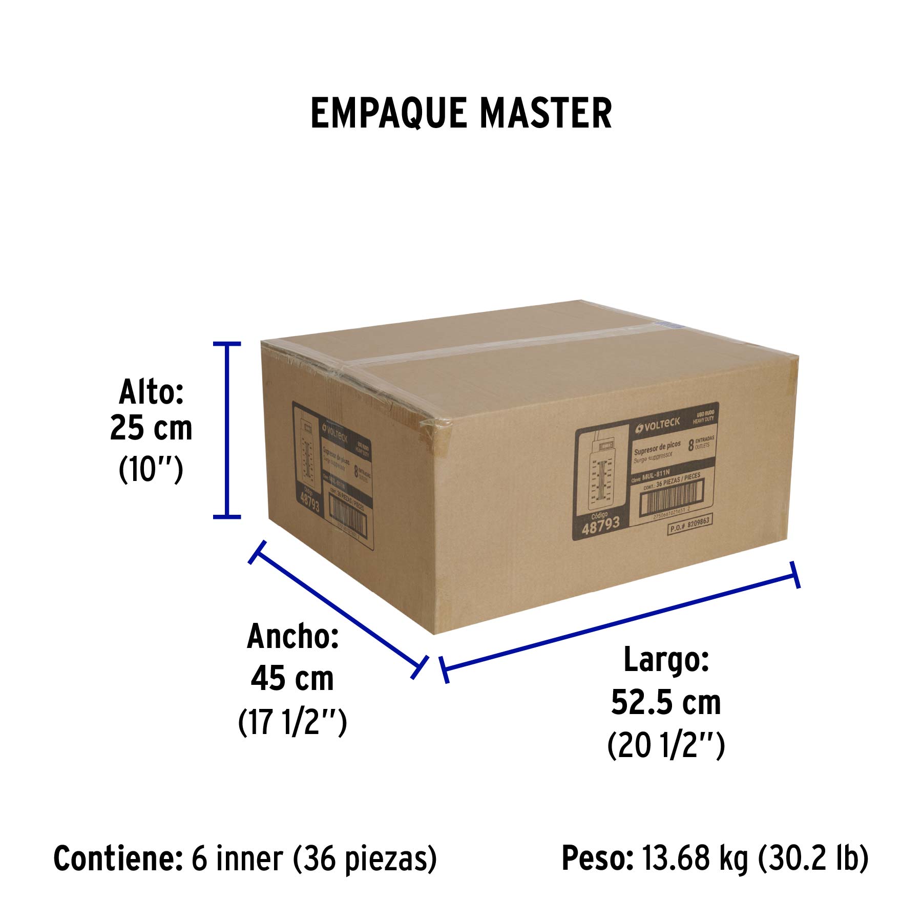 Multicontacto uso rudo 8 entradas sup. de picos 460 J, negro - Empaque