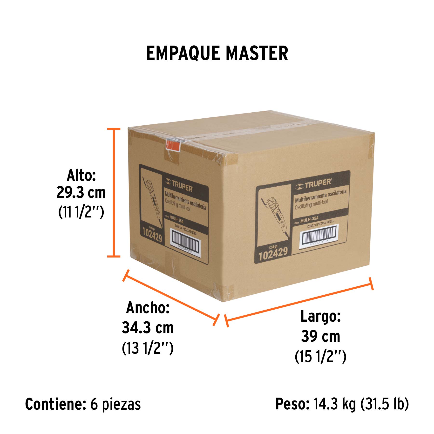 Multiherramienta 350W con 9 accesorios, TRUPER PRO - Empaque