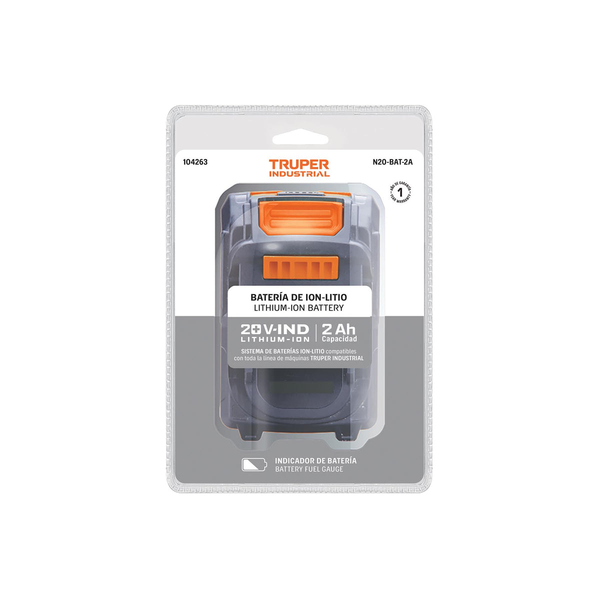 Batería ion litio, 20V, 2 Ah, TRUPER INDUSTRIAL