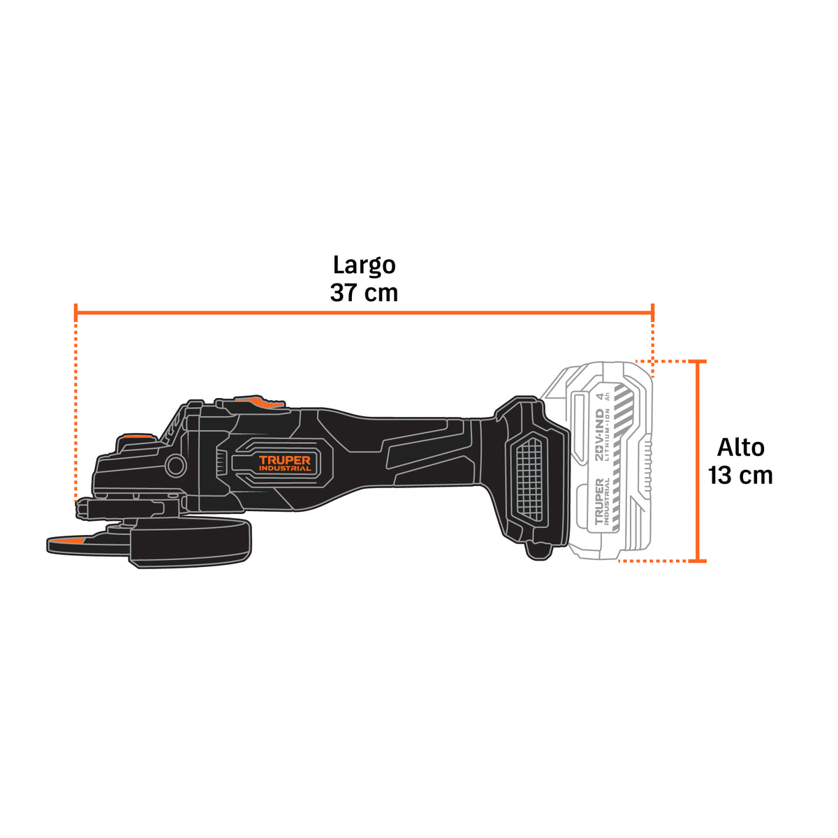 Esmeriladora 4-1/2", 20V, sin accesorios, INDUSTRIAL