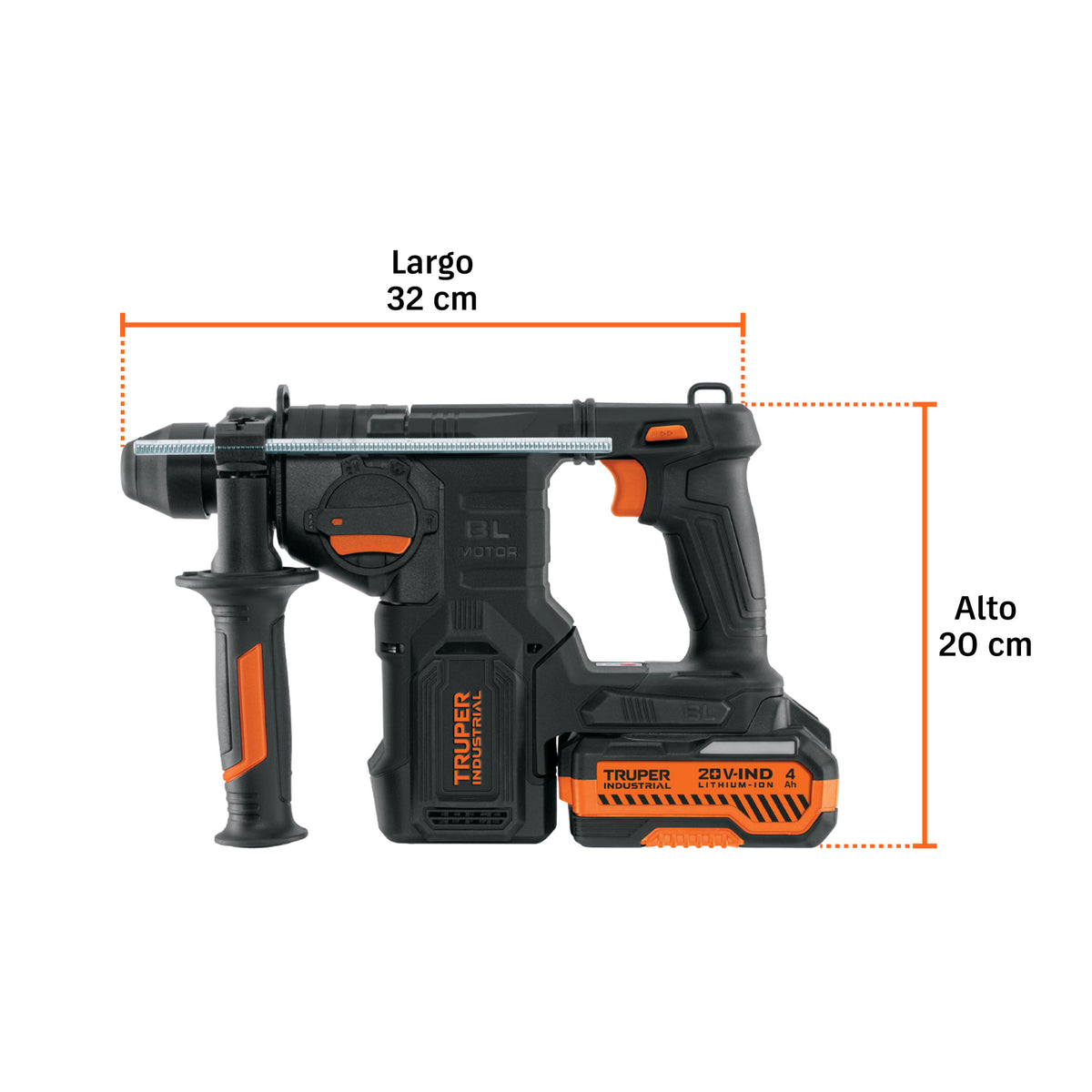Rotomartillo SDS Plus/destornillador 20V,2.2J,2 baterías 4Ah