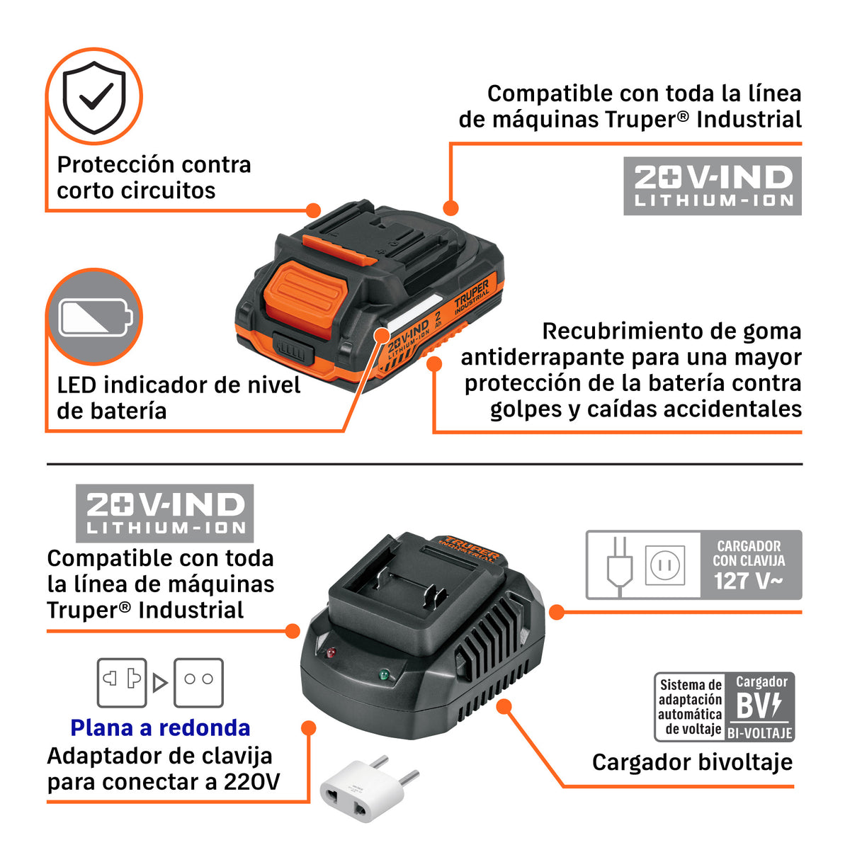 Rotomartillo/destornillador 1/2", 20V, 70Nm, 2 baterías 2Ah