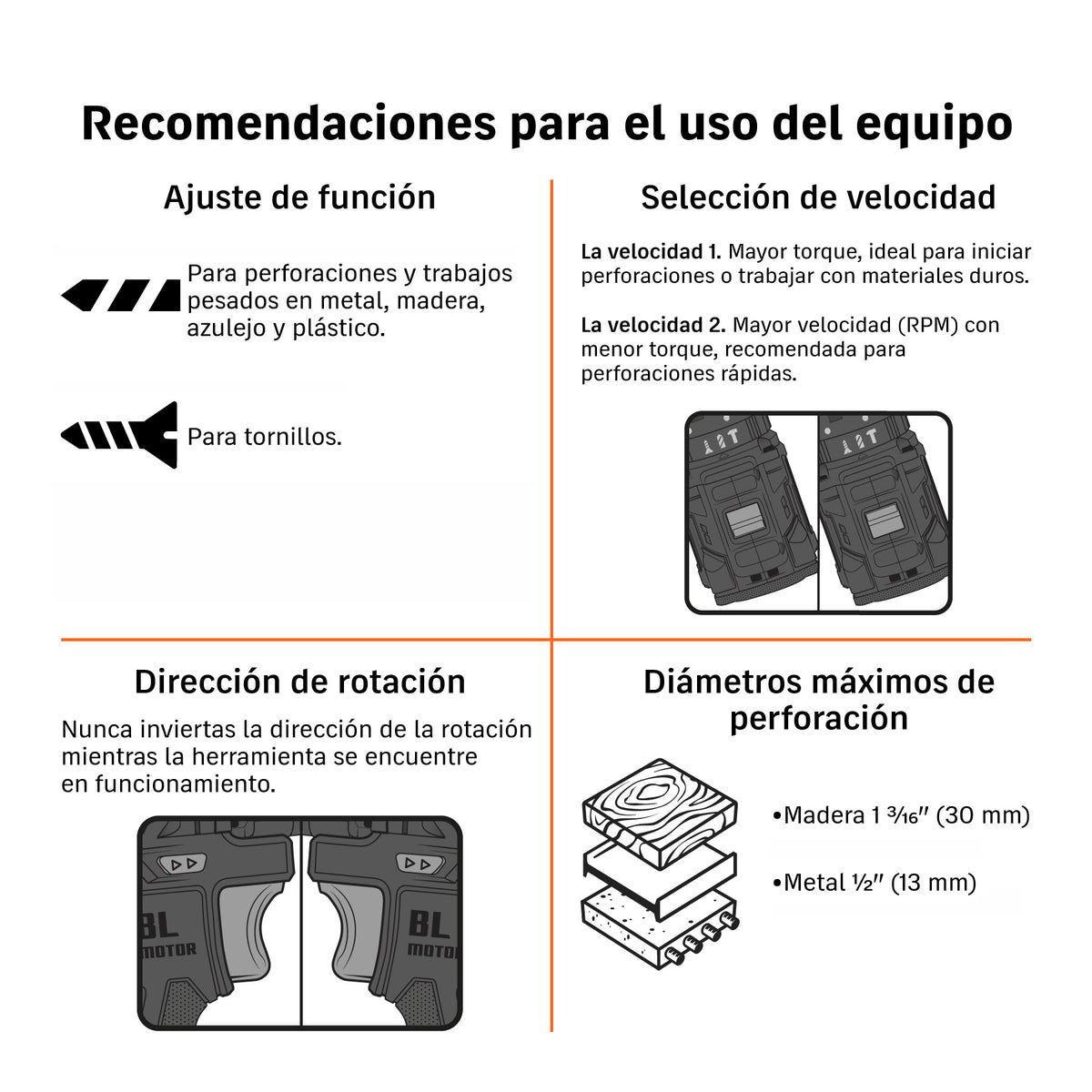 Taladro/destornillador 1/2", 20V, 70Nm, sin accesorios