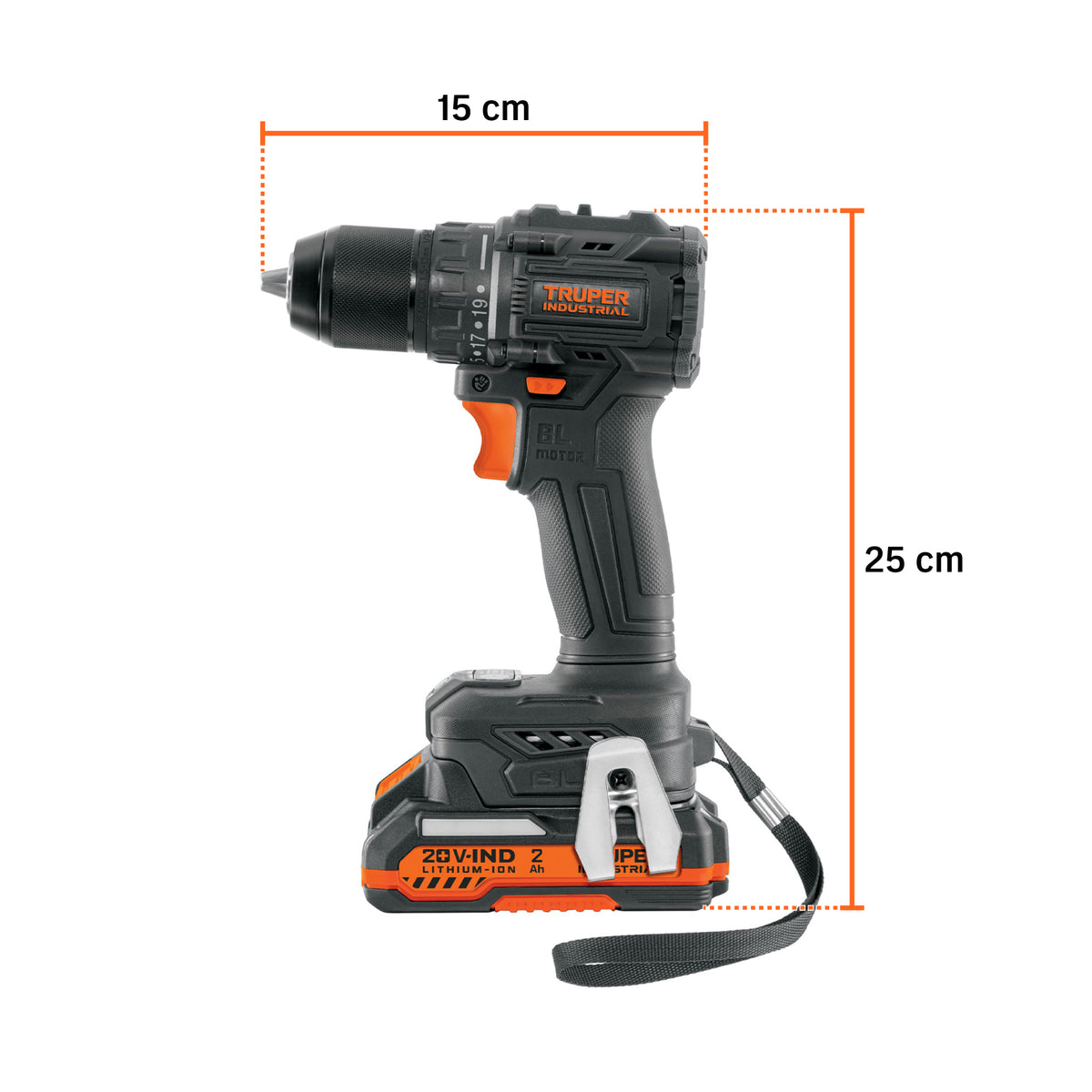 Taladro/destornillador 1/2", 20V, 70Nm, 1 batería 2Ah