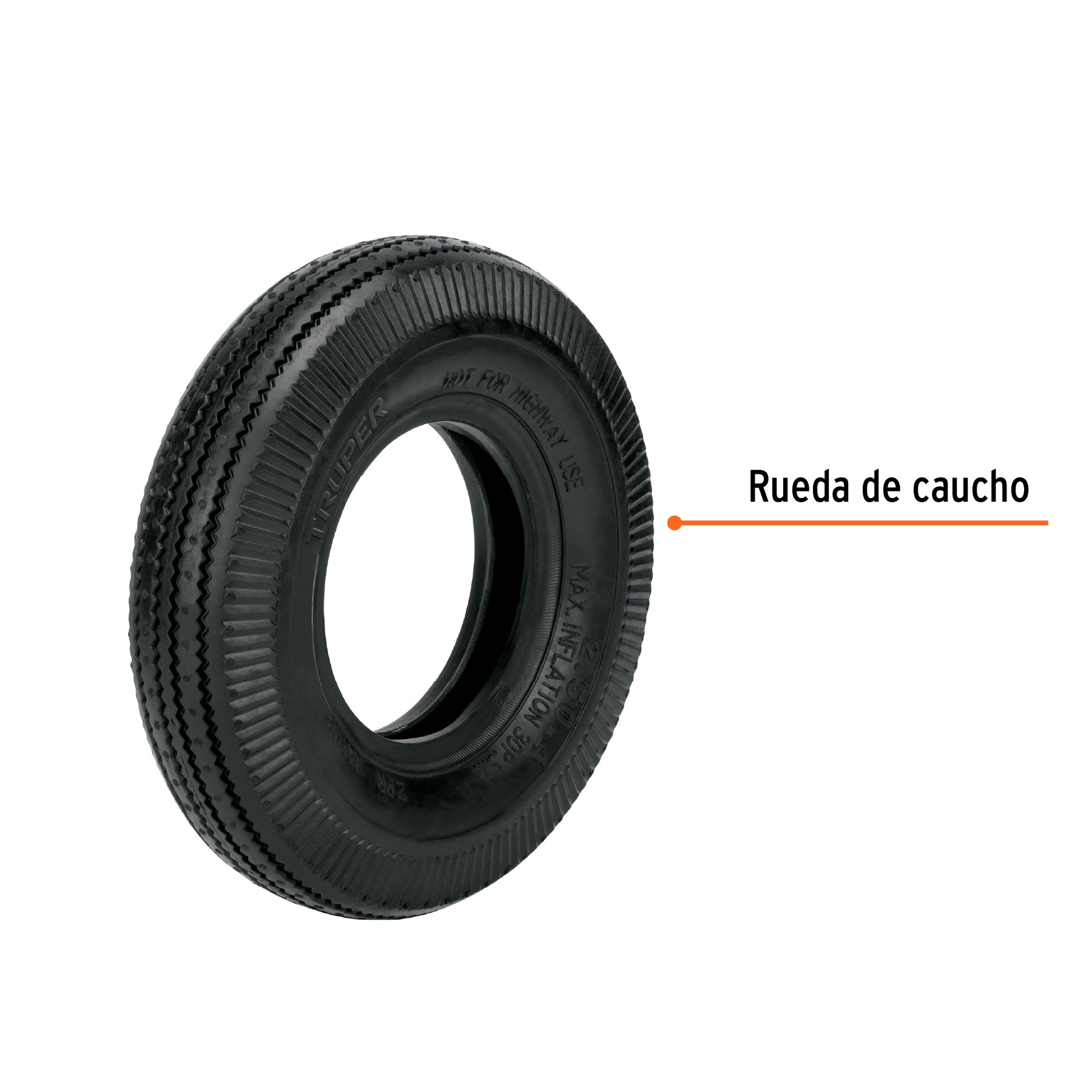 Rueda neumática de 8" sin cámara, TRUPER