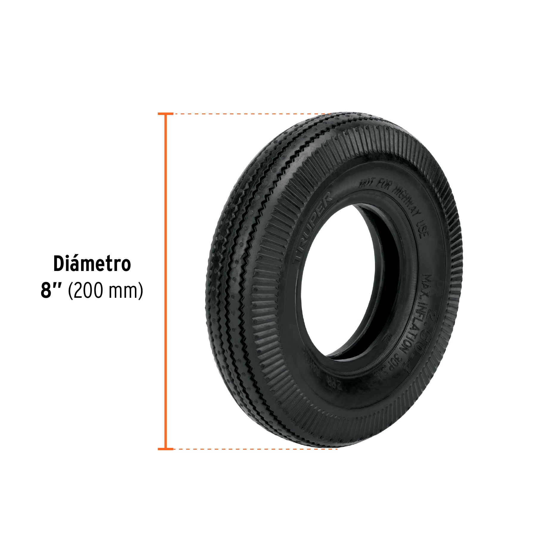 Rueda neumática de 8" sin cámara, TRUPER