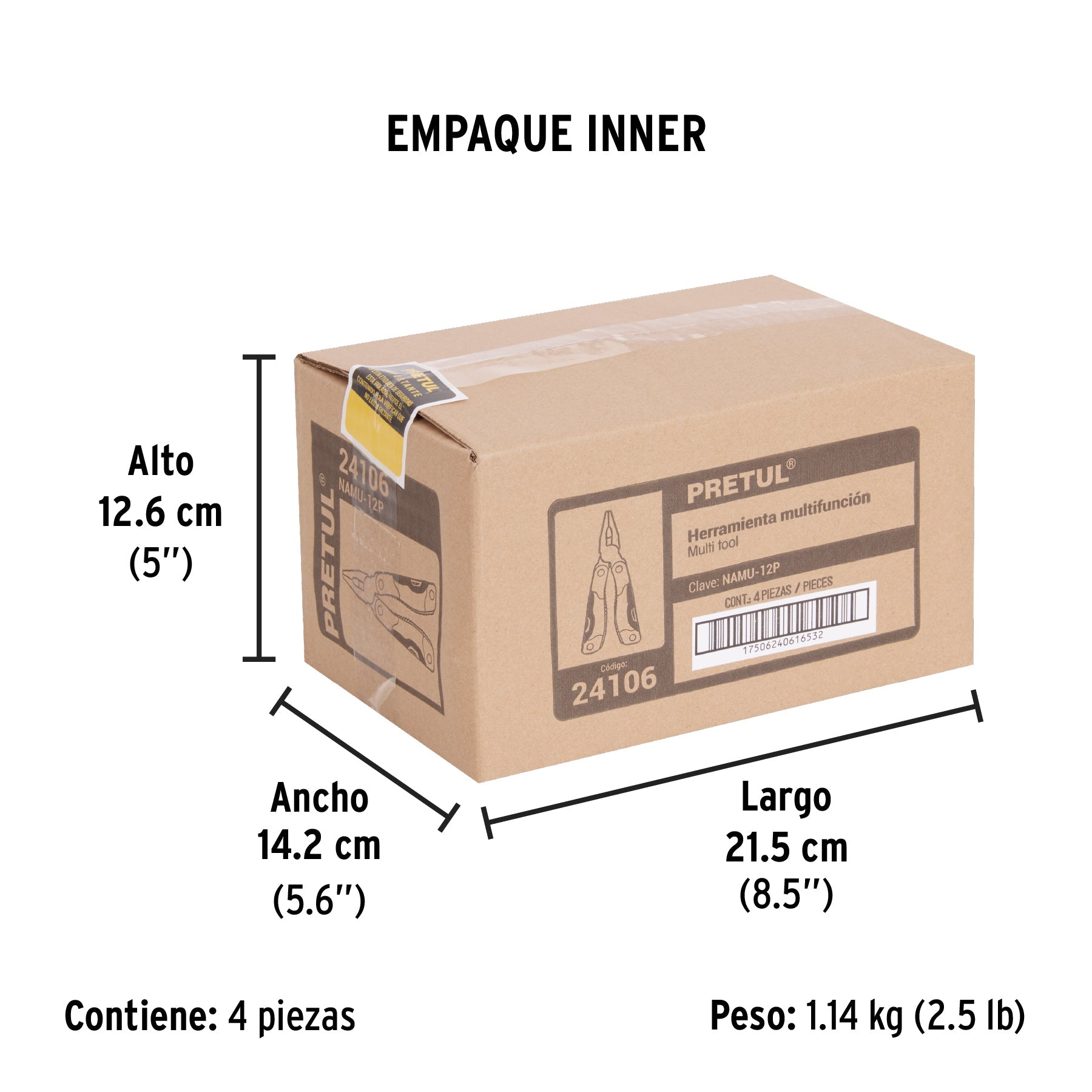 Multiherramienta con 12 funciones, PRETUL - Empaque