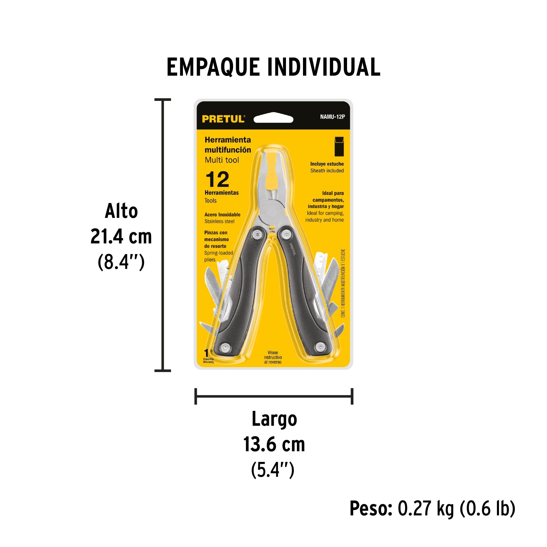 Multiherramienta con 12 funciones, PRETUL - Empaque