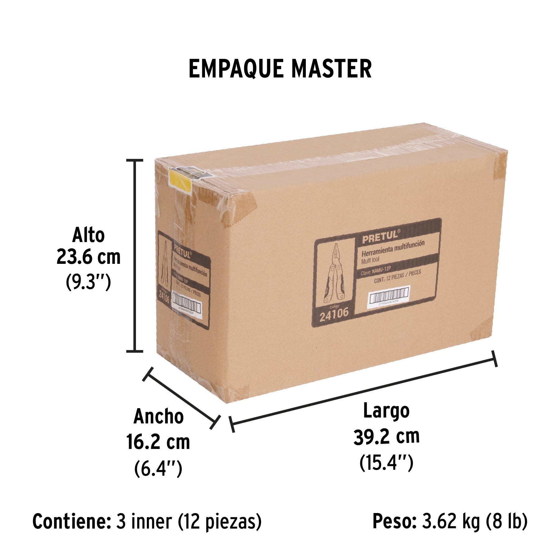 Multiherramienta con 12 funciones, PRETUL - Empaque