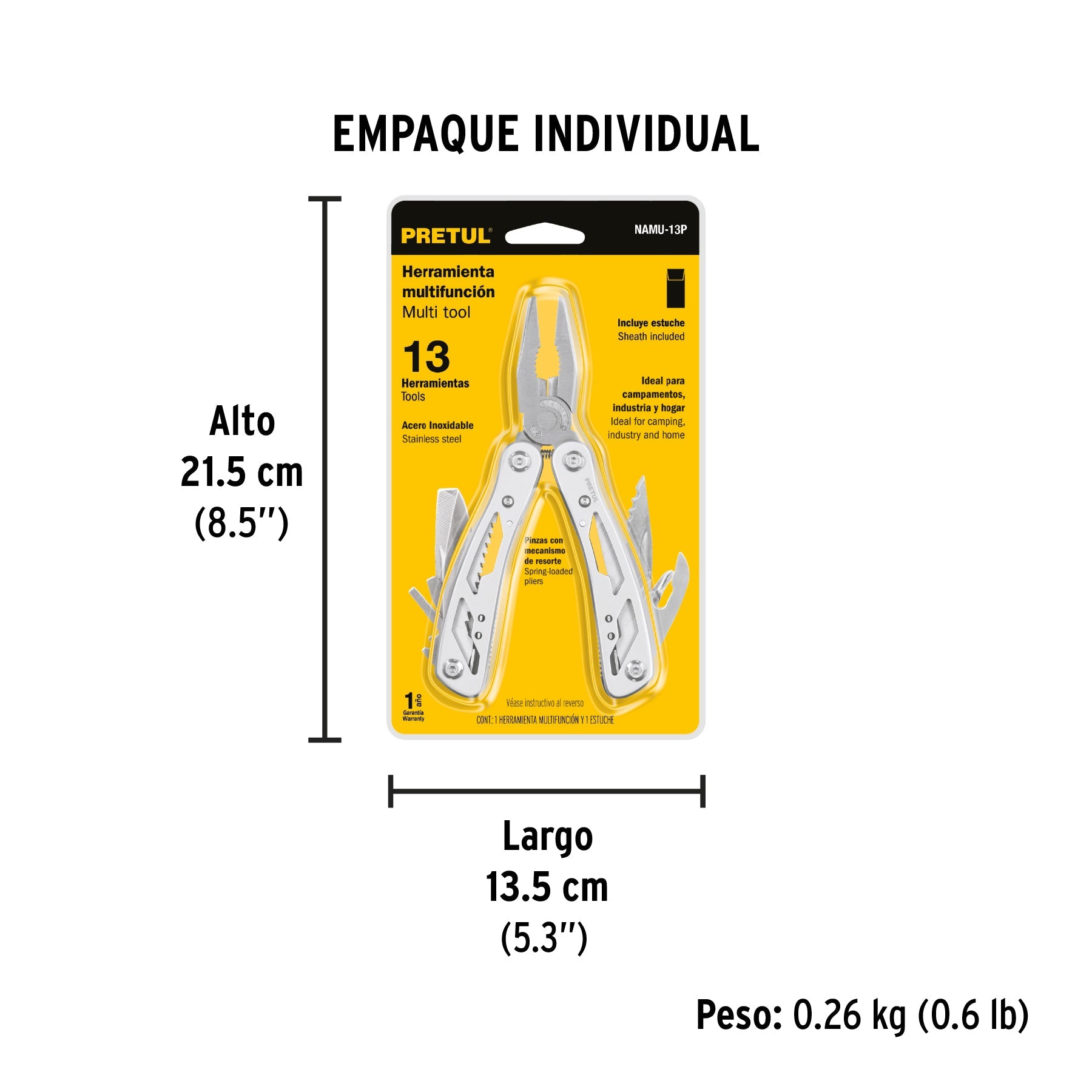Multiherramienta con 13 funciones, PRETUL - Empaque