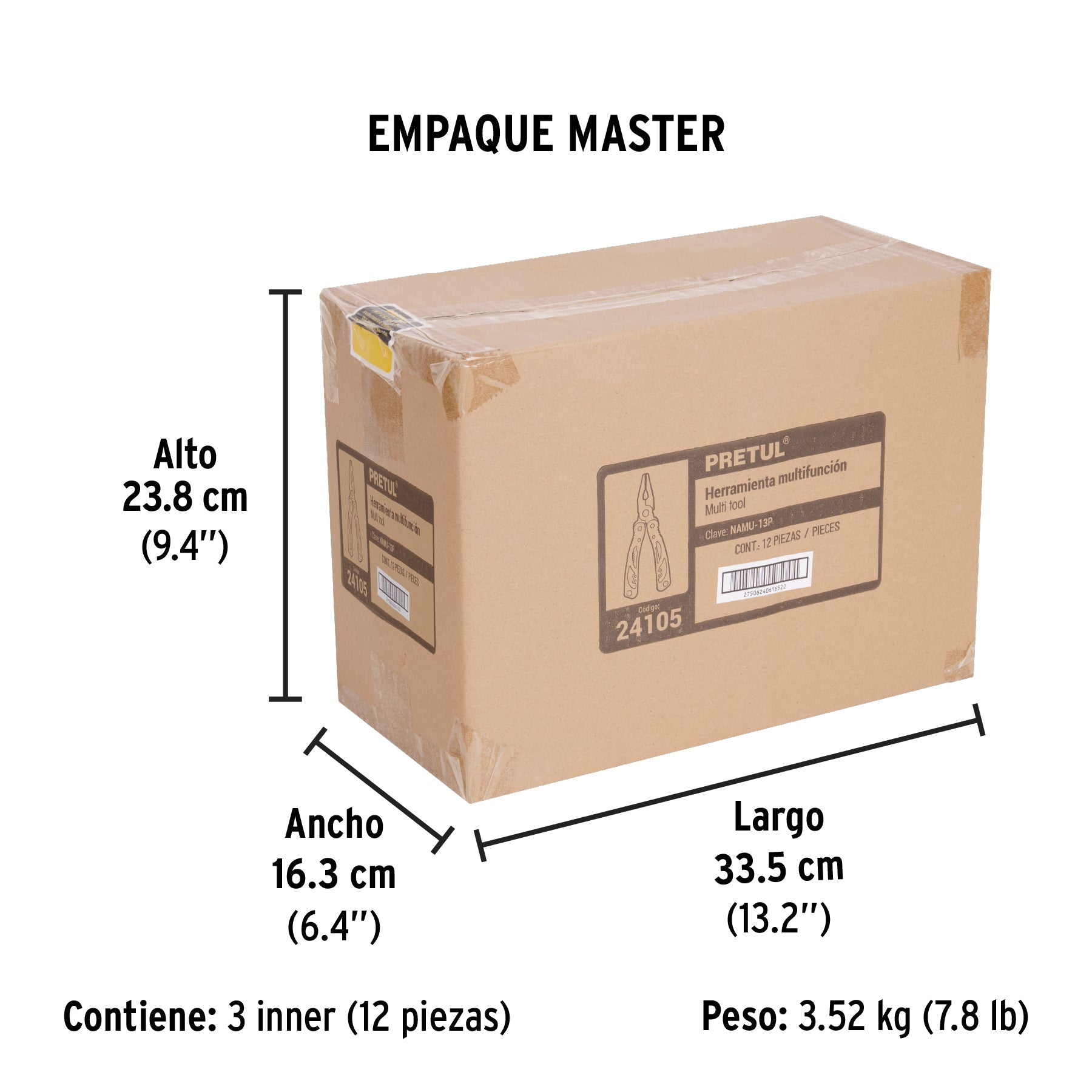 Multiherramienta con 13 funciones, PRETUL - Empaque