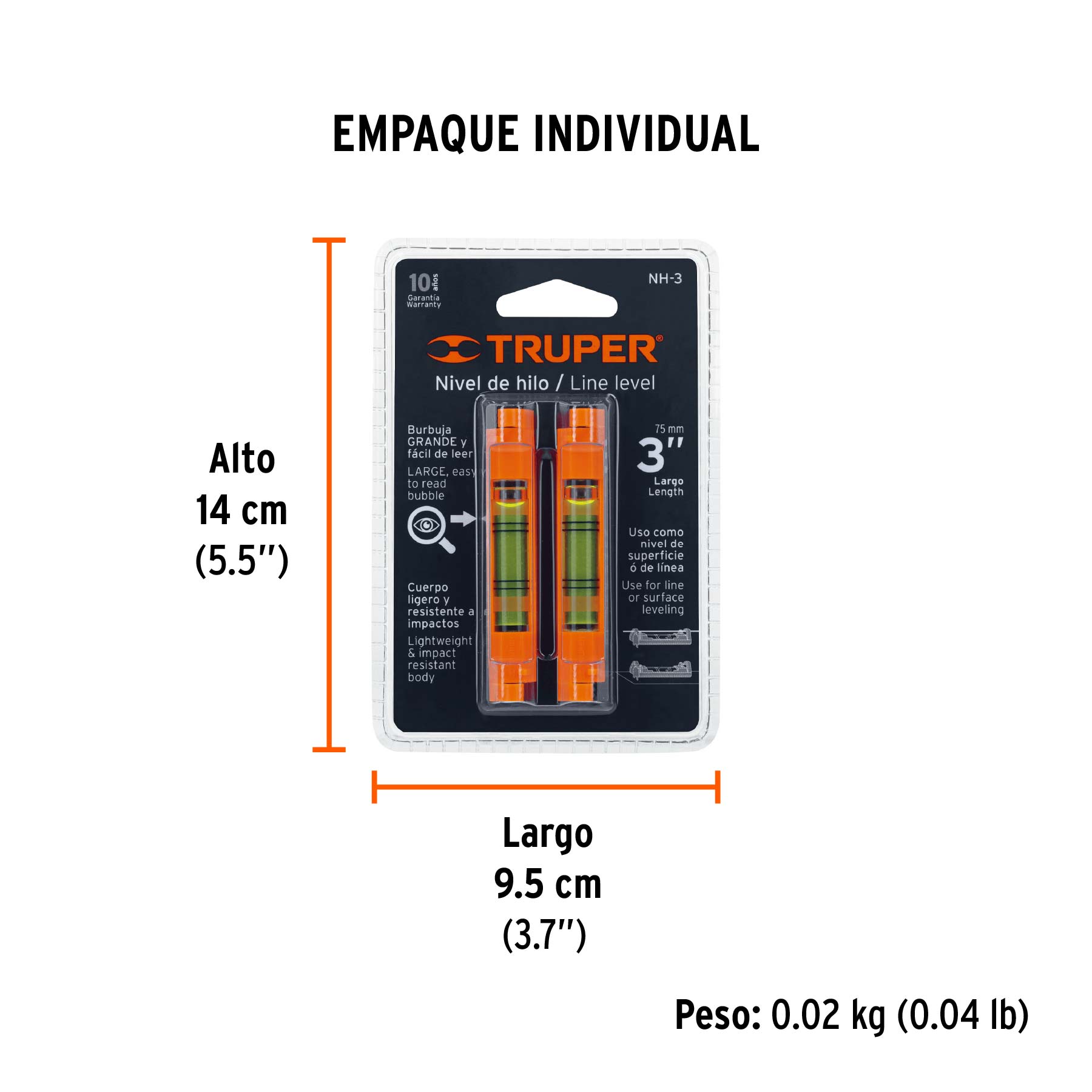 Blíster con 2 niveles de hilo burbuja grande fácil lectura - Empaque