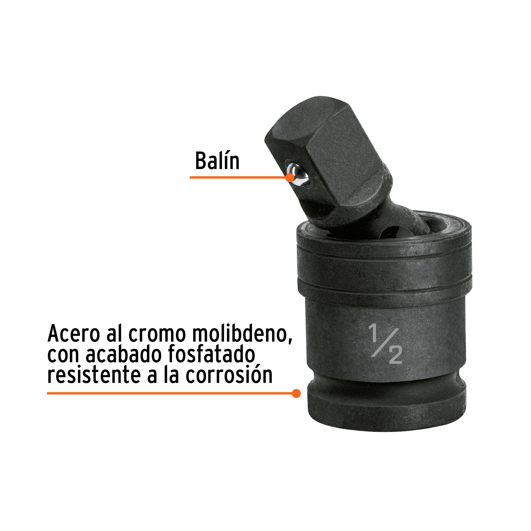 Nudo universal para dados de impacto cuadro 1/2", TRUPER
