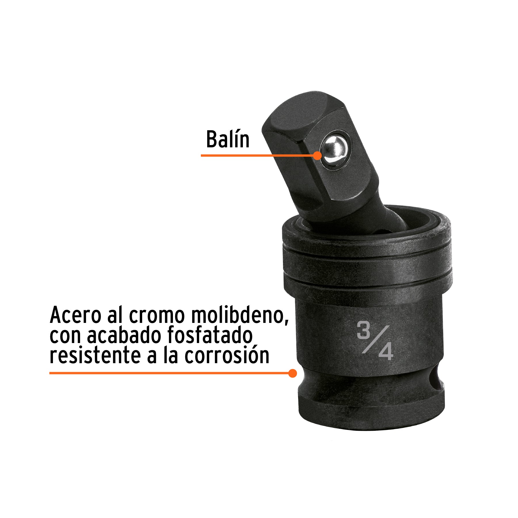 Nudo universal para dados de impacto cuadro 3/4", TRUPER