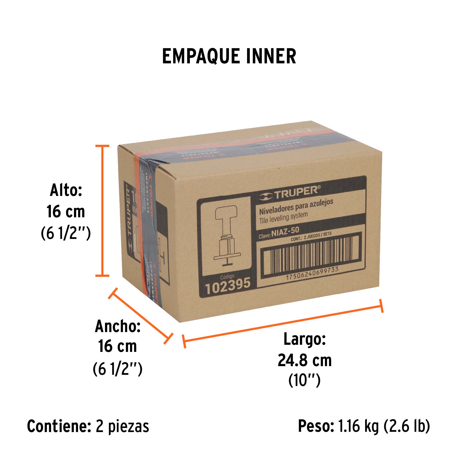 Bolsa con 50 niveladores de azulejos, TRUPER - Empaque