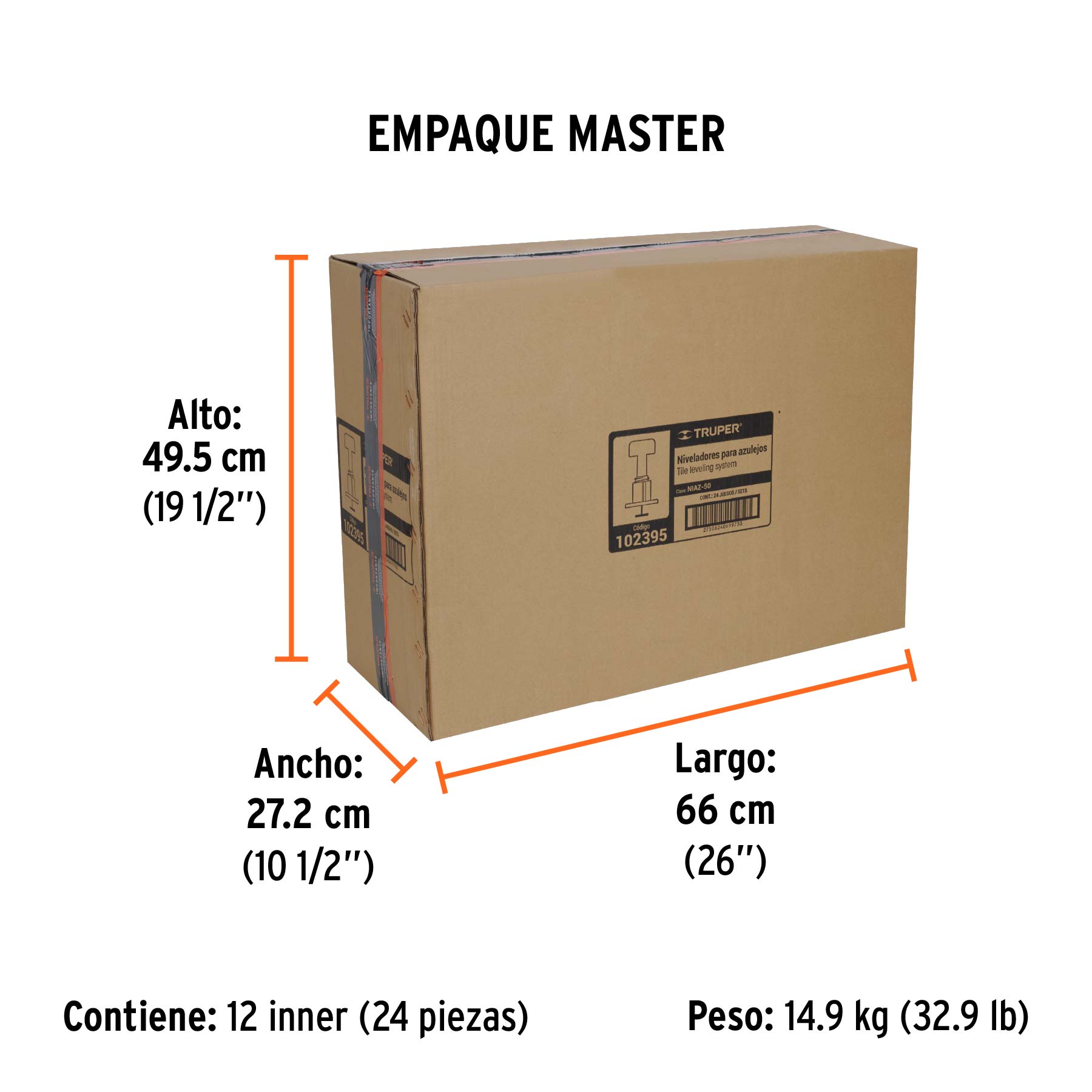 Bolsa con 50 niveladores de azulejos, TRUPER - Empaque