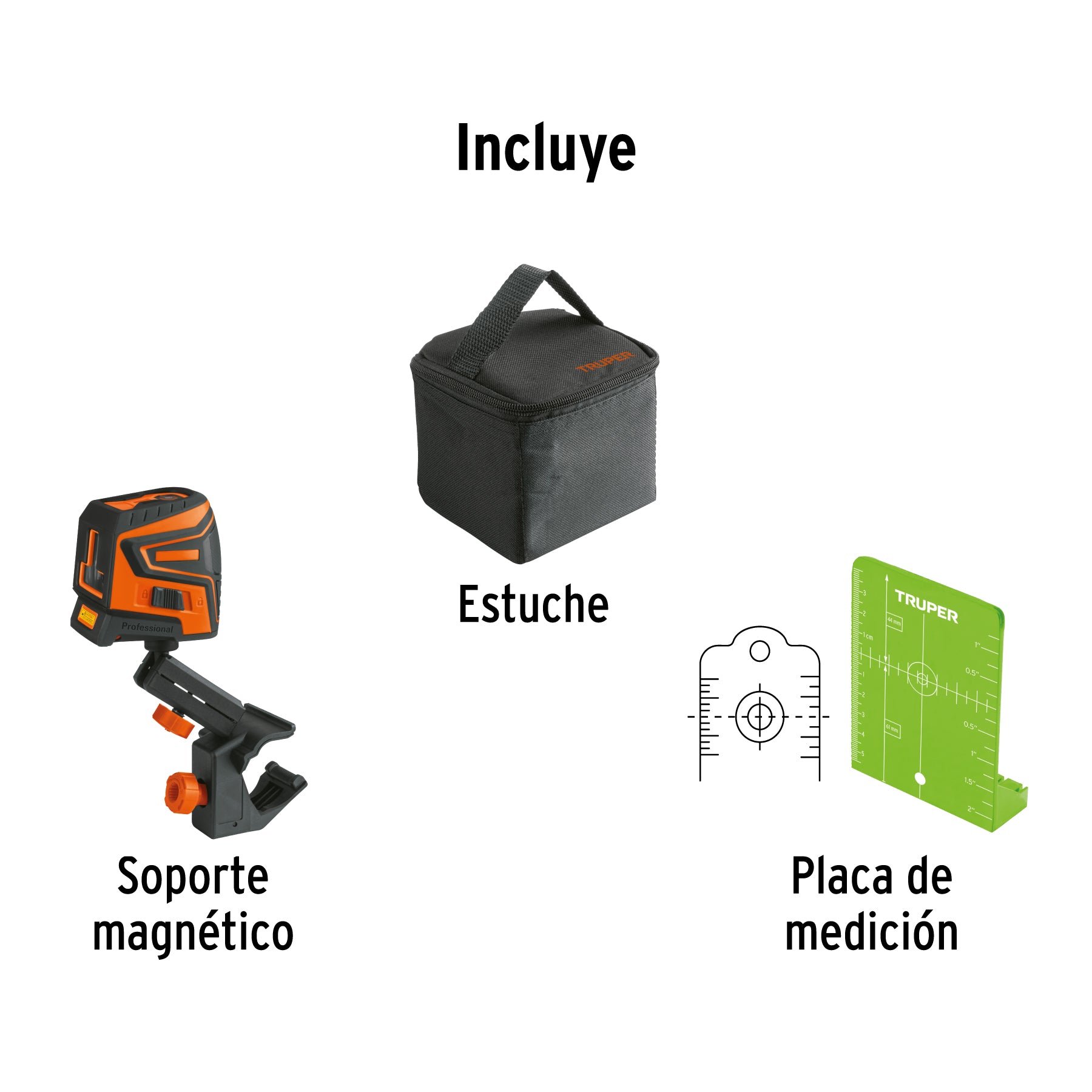 Nivel láser verde, alcance 30 m, recargable, TRUPER
