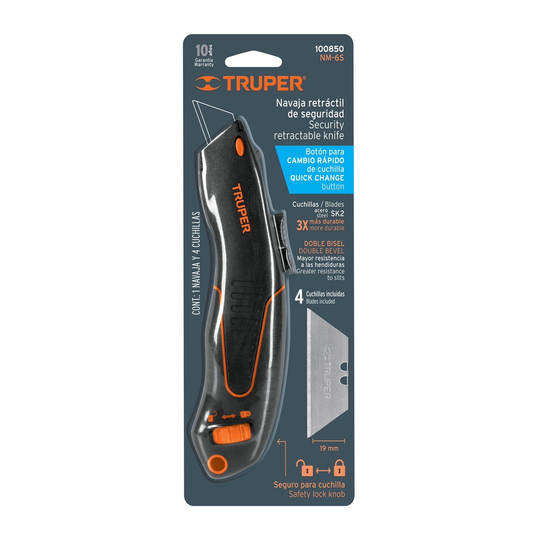 Navaja auto-retráctil de seguridad 7", TRUPER