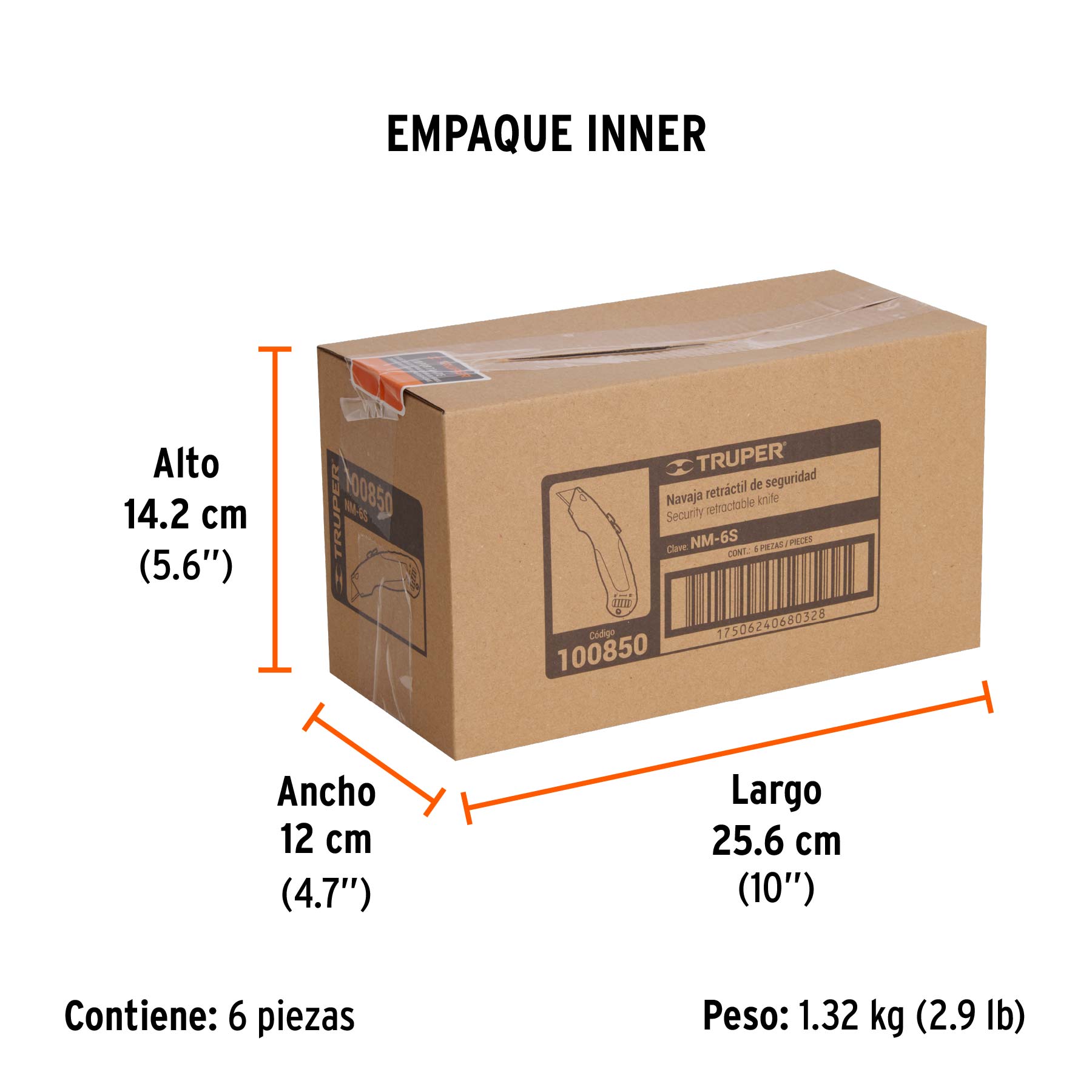 Navaja auto-retráctil de seguridad 7", TRUPER - Empaque