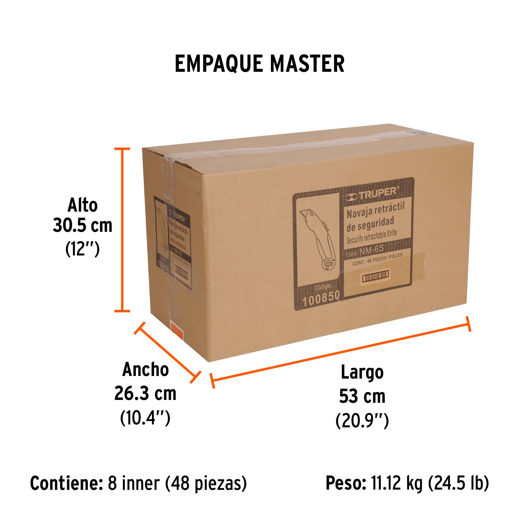Navaja auto-retráctil de seguridad 7", TRUPER - Empaque